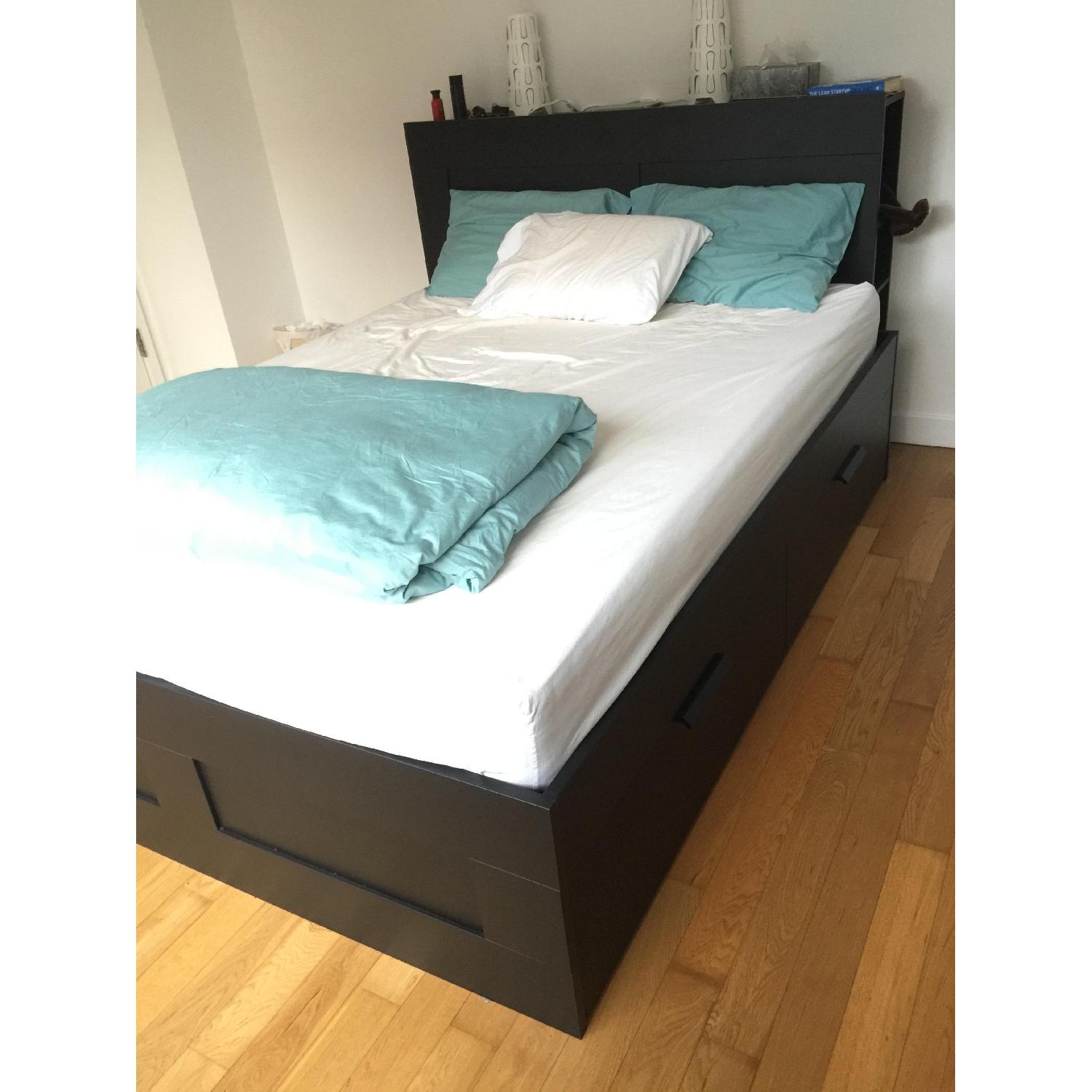 Ikea Brimnes Queen Size Storage Bed Frame w/ Headboard - image-5