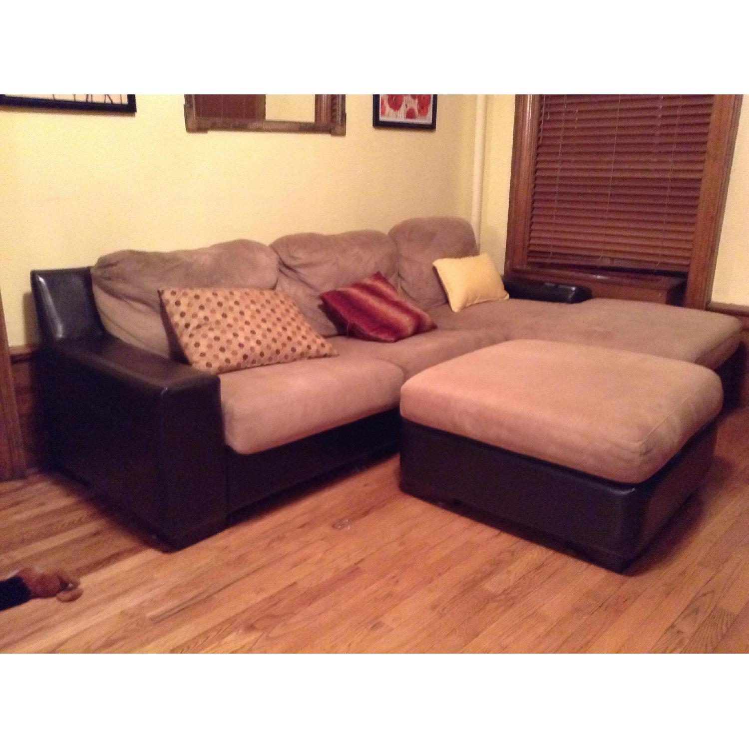 Jennifer Convertibles Sofa with Chaise and Ottoman AptDeco