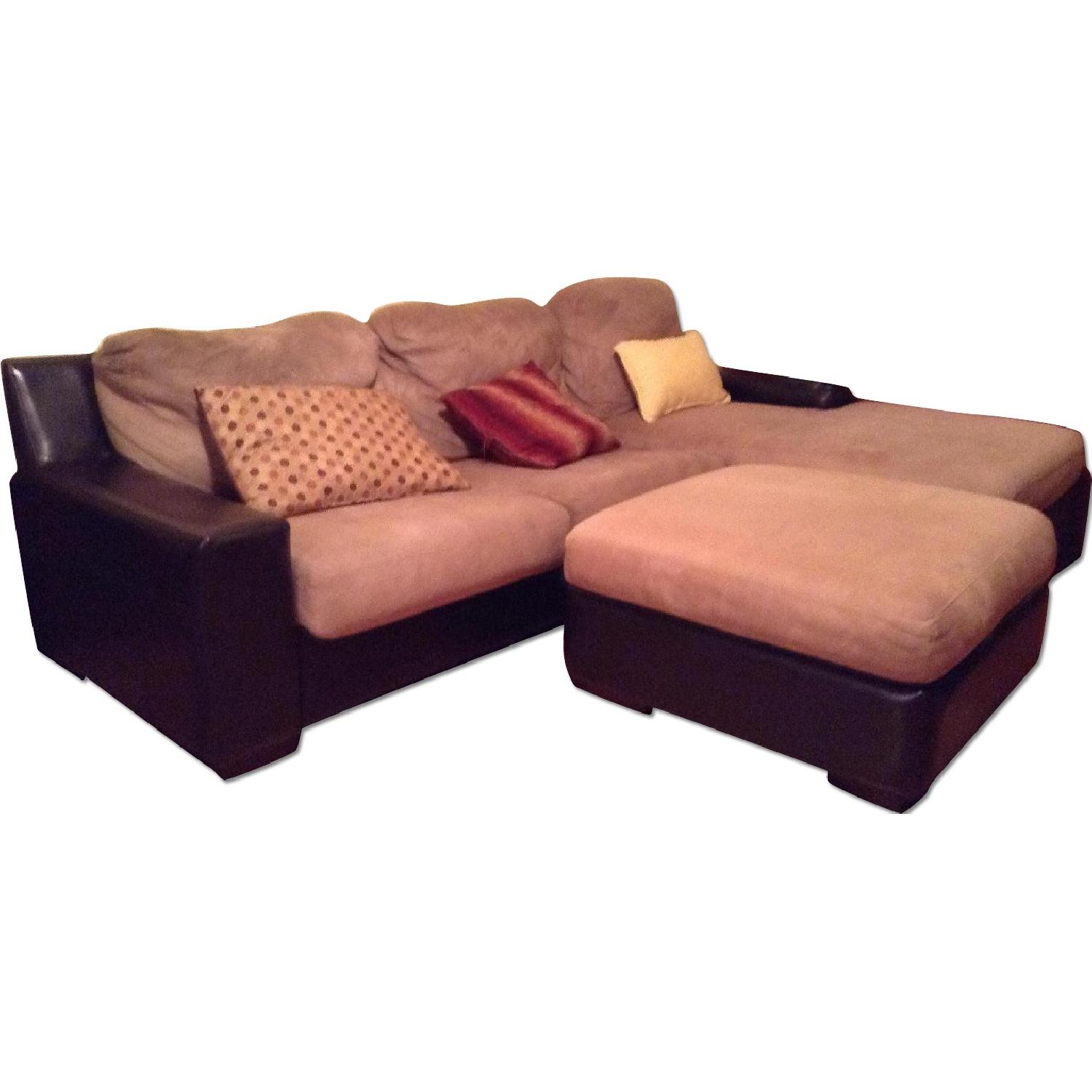 Jennifer Convertibles Sofa with Chaise and Ottoman AptDeco