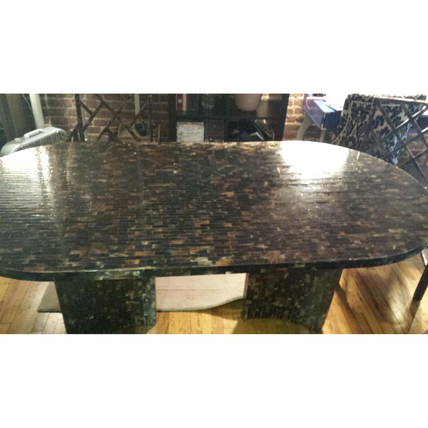 Tessellated Horn Karl Springer Style Dining Table - image-1