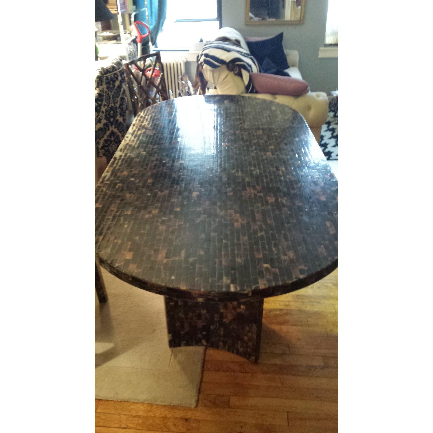 Tessellated Horn Karl Springer Style Dining Table - image-2