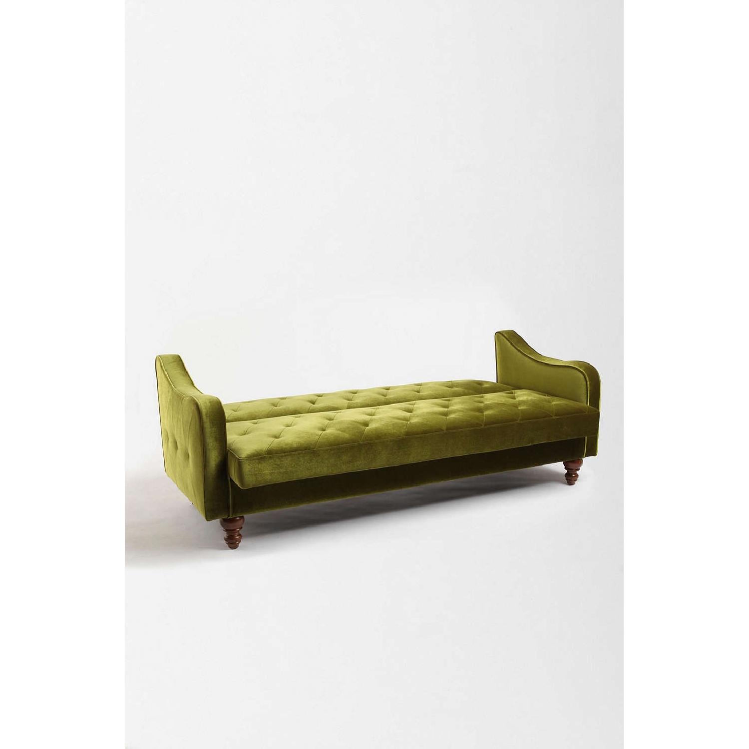 Urban Outfitters Ava Velvet Tufted Sleeper Sofa in Moss Green - image-2