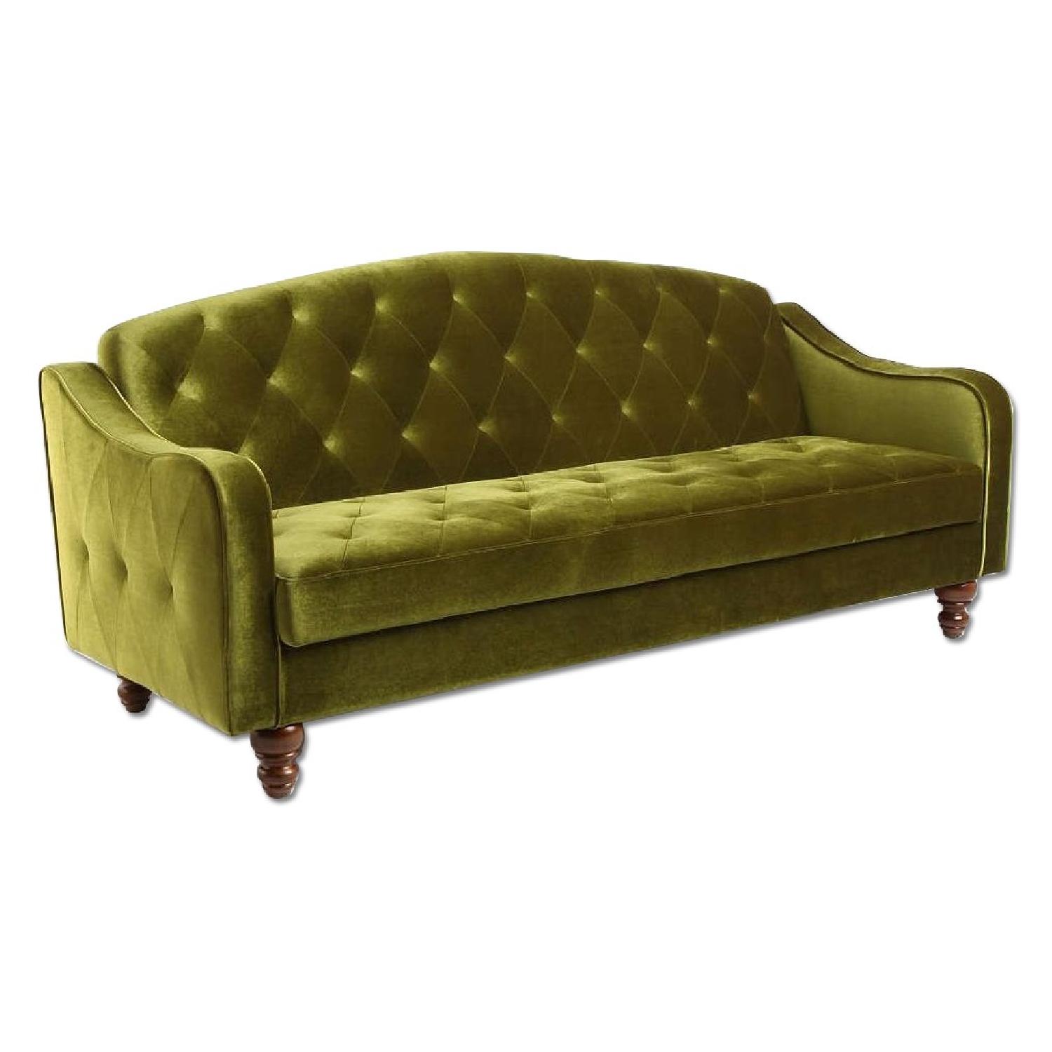 Urban Outfitters Ava Velvet Tufted Sleeper Sofa in Moss Green AptDeco