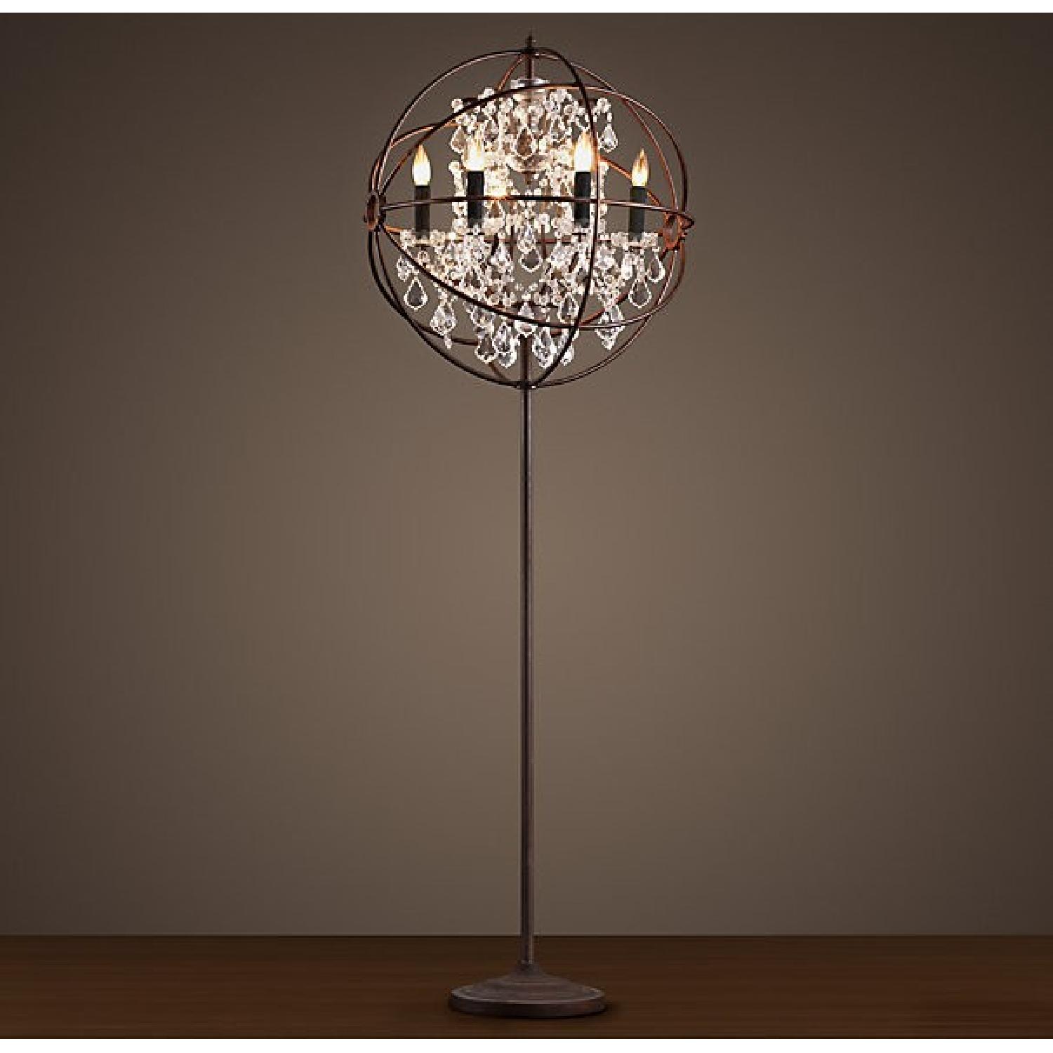 Restoration Hardware Foucault's Orb Crystal Rustic Iron Floor Lamp - image-1