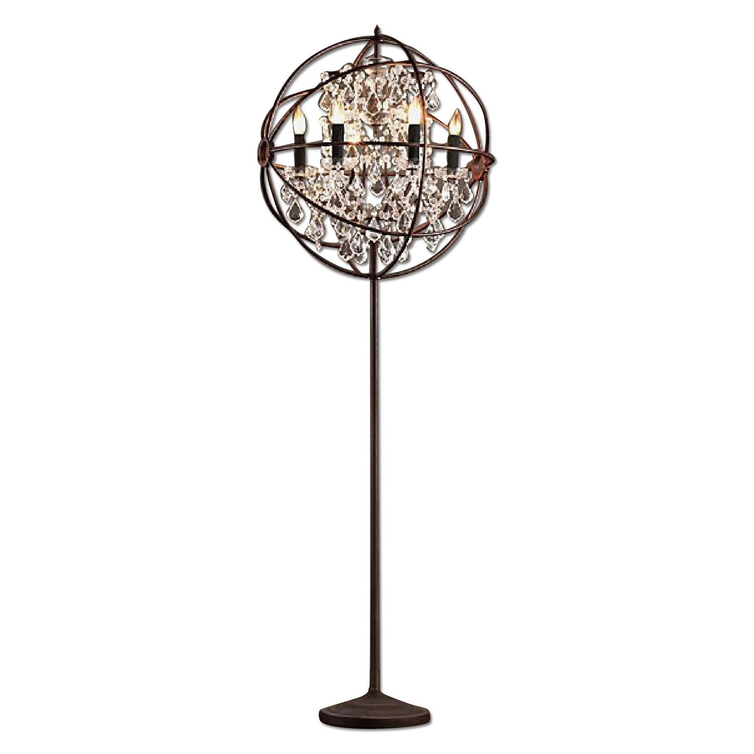 Restoration Hardware Foucault's Orb Crystal Rustic Iron Floor Lamp - image-0