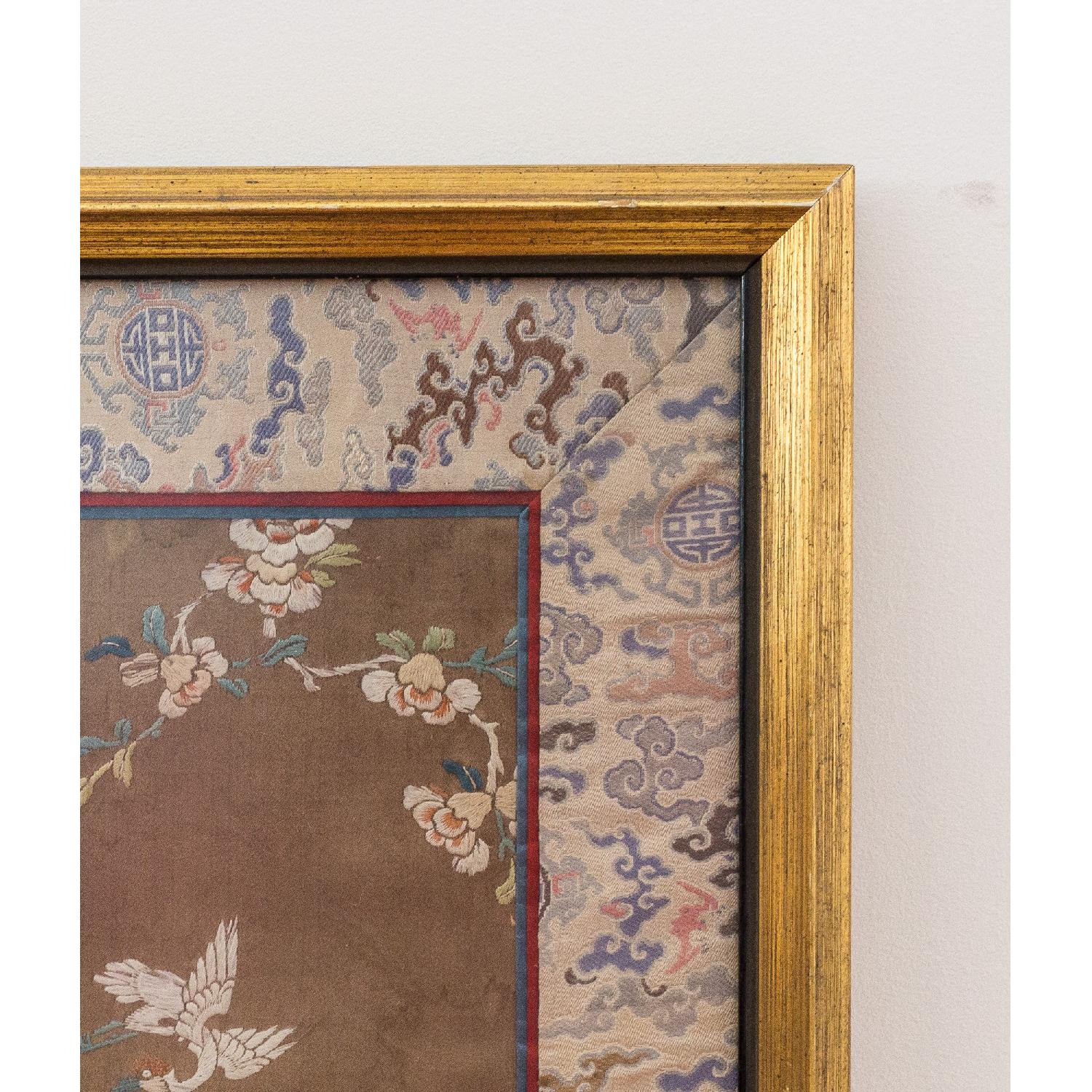 Framed Asian Chinese Silk Fabric - image-2