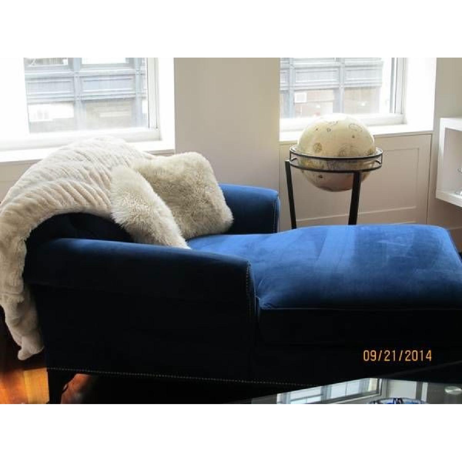 Arhaus Navy Lounge Chaise Chair AptDeco