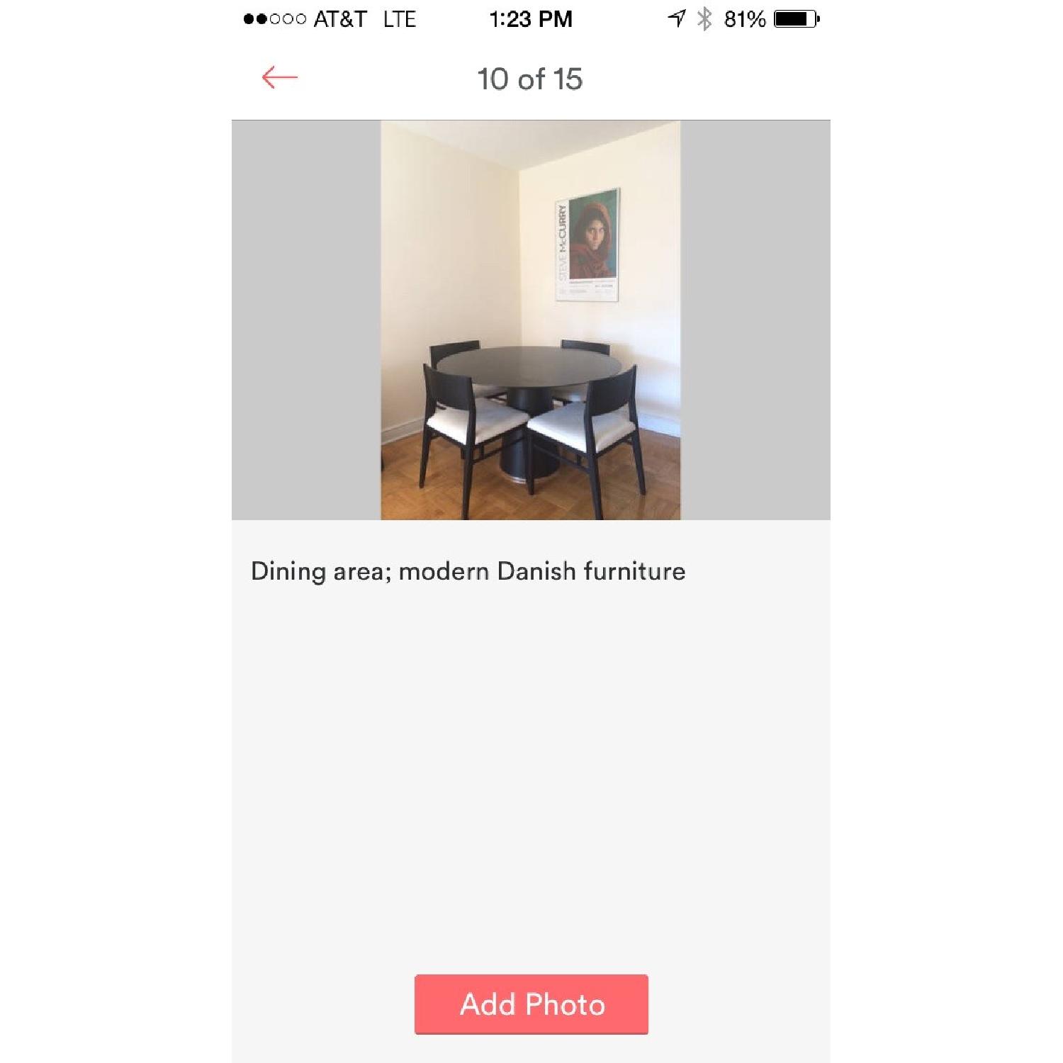 BoConcept Black Oak Veneer Amari Round Dining Table w/ 4 Matching Chairs - image-1