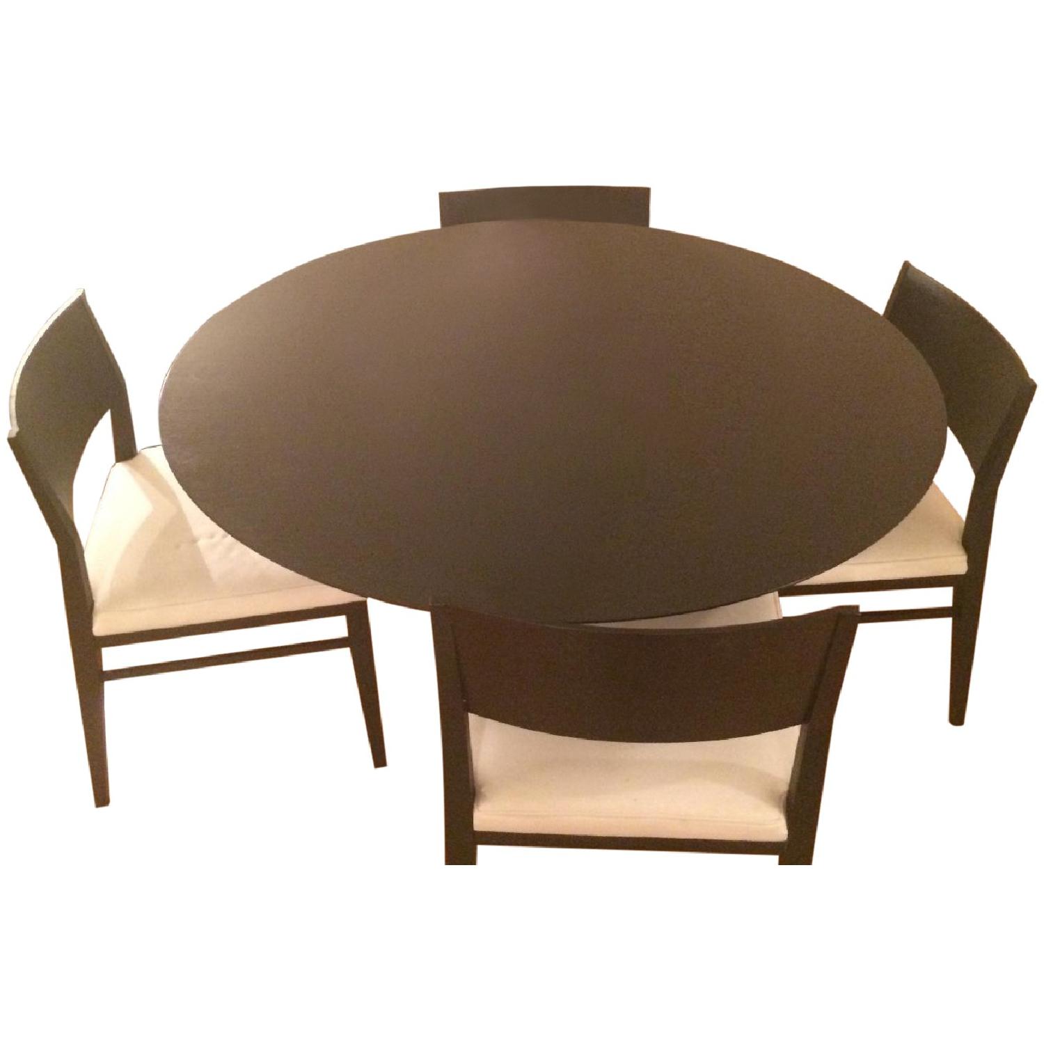 BoConcept Black Oak Veneer Amari Round Dining Table w/ 4 Matching Chairs - image-0