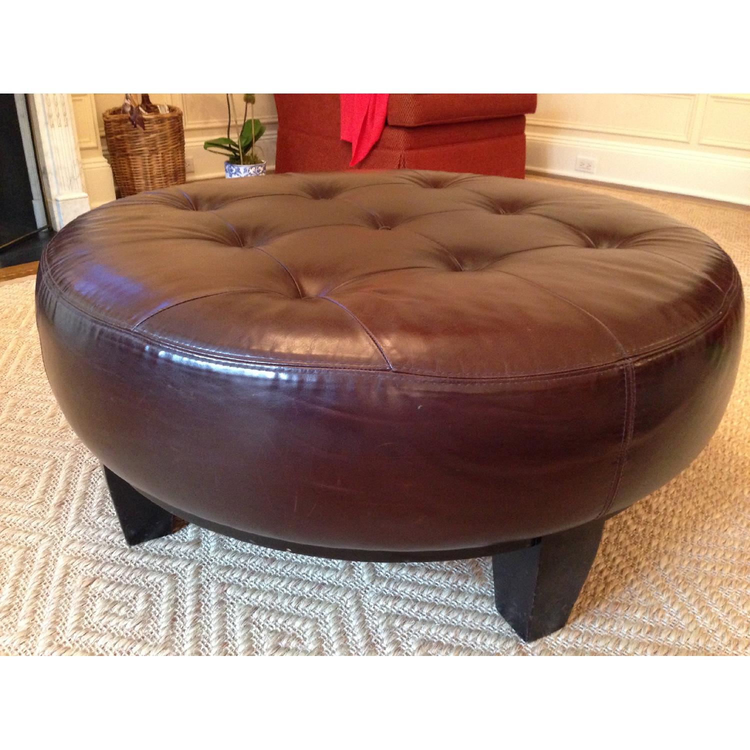 Pottery Barn Leather Ottoman/Coffee Table - image-2
