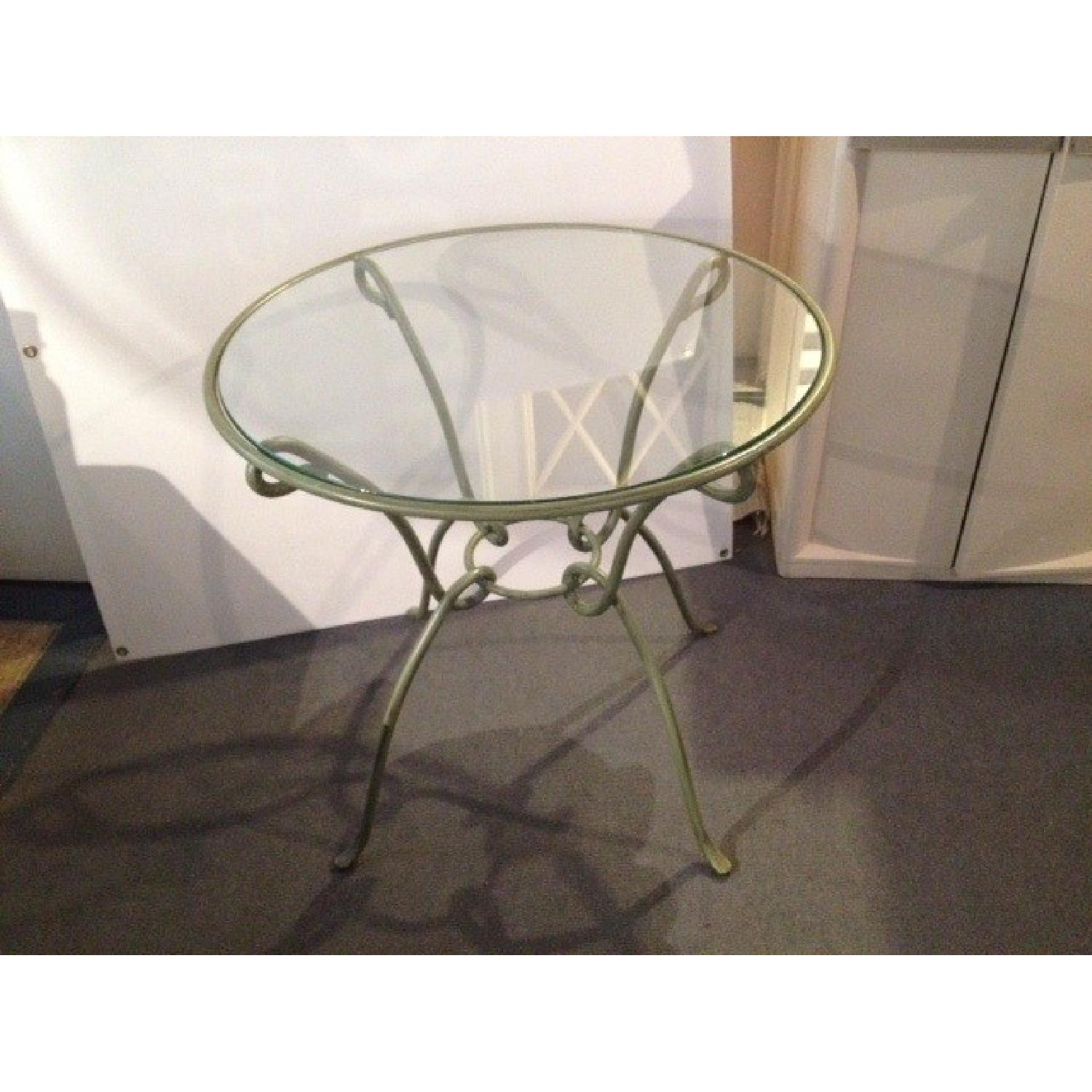 Pier 1 Round Kitchen Table w/ Metal Frame & Glass Top - image-1