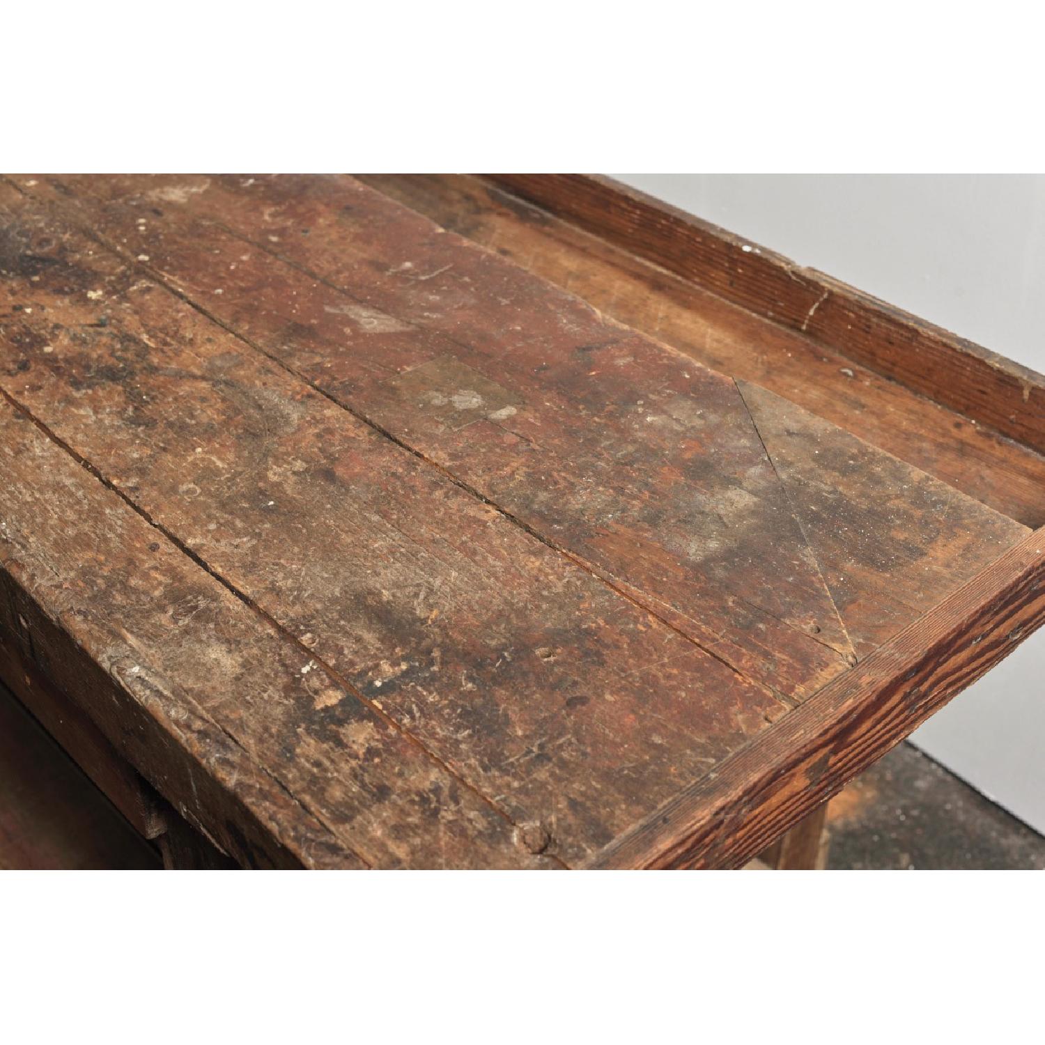 Antique Industrial Butcher Block Wood Table - image-3