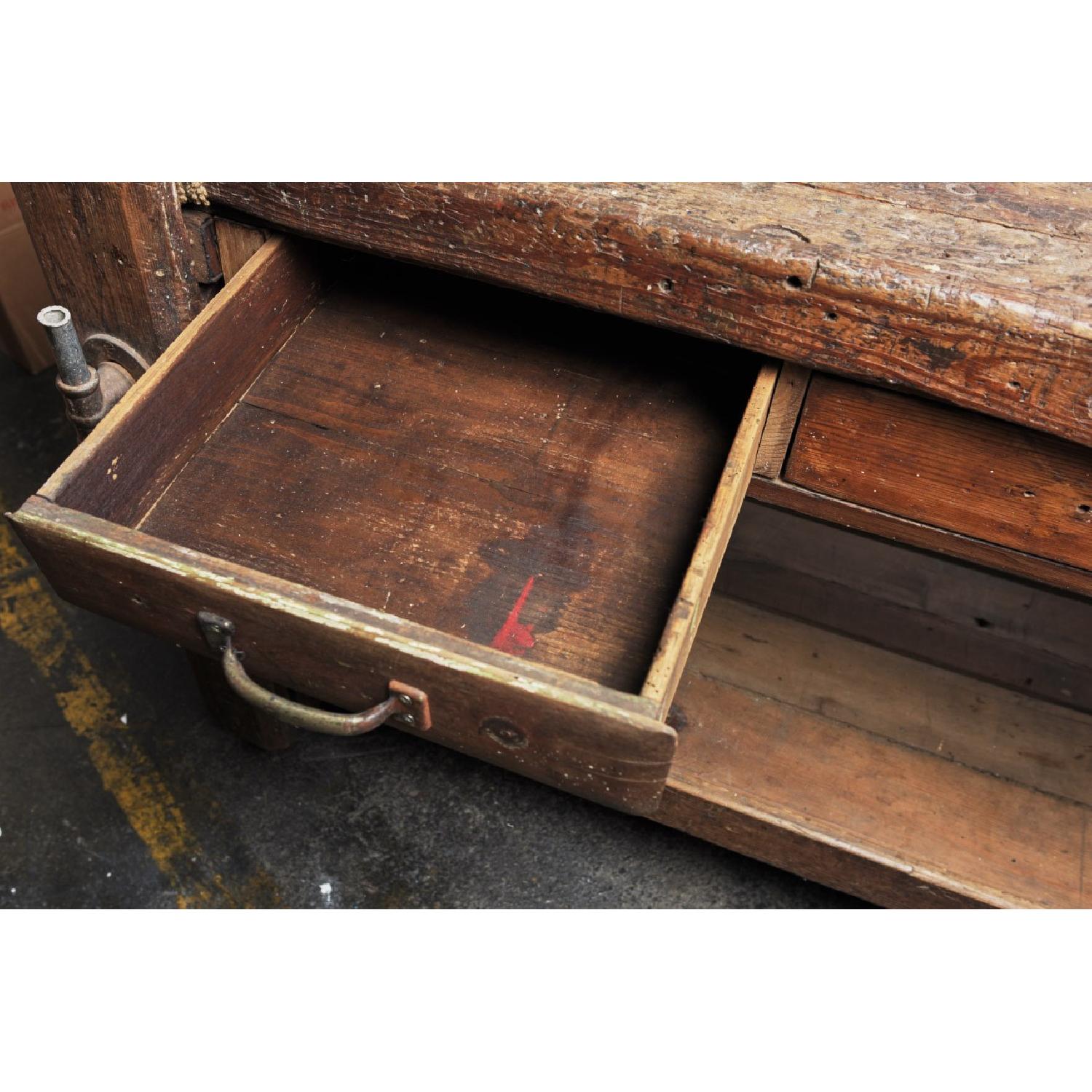 Antique Industrial Butcher Block Wood Table - image-4