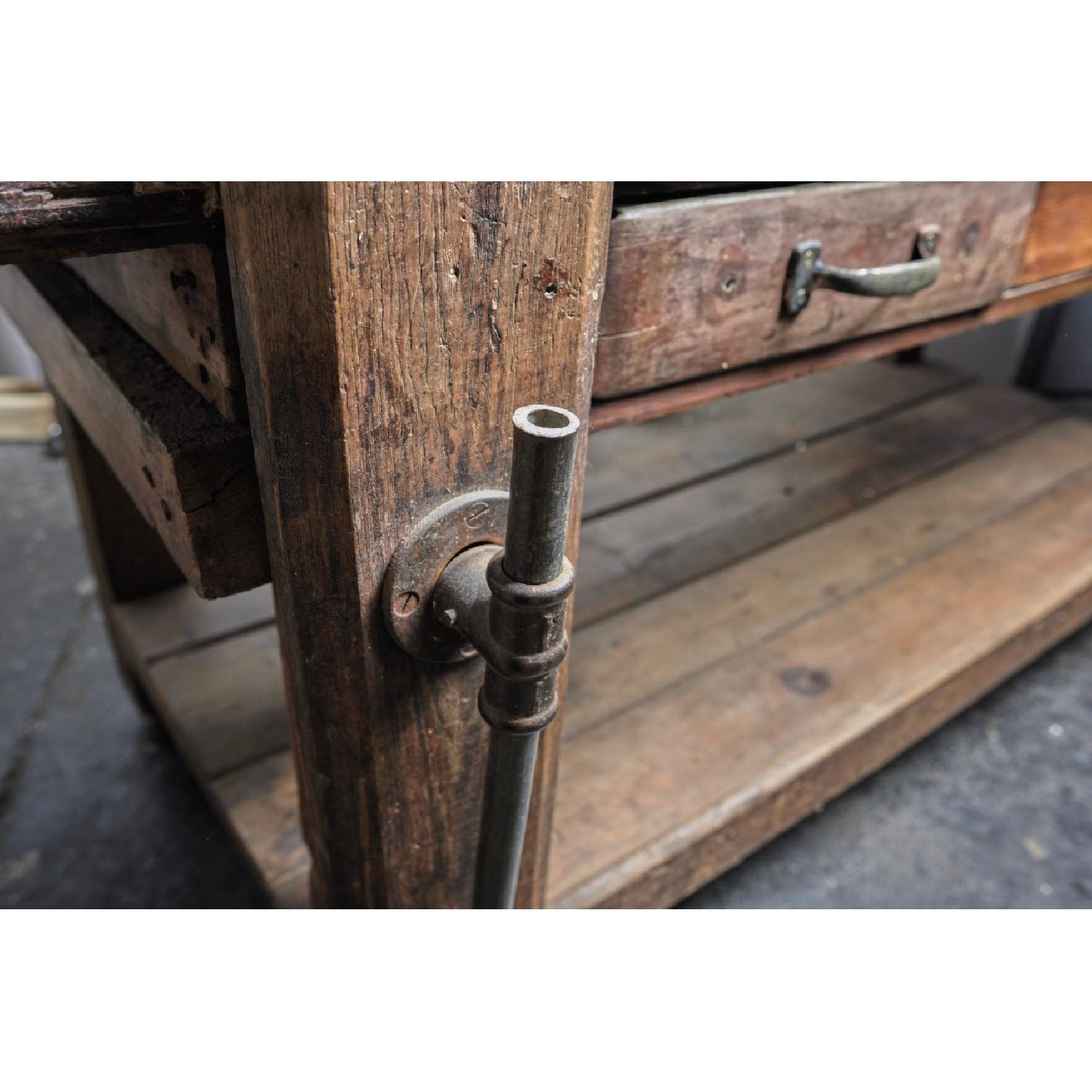 Antique Industrial Butcher Block Wood Table - image-5