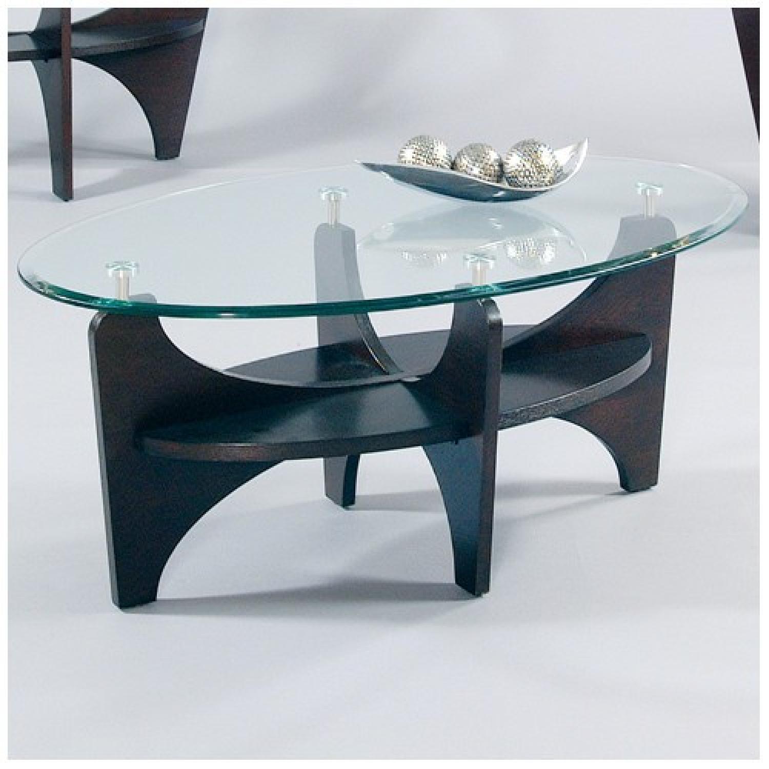 Progressive Furniture Dark Hardwood & Glass Top Coffee Table - image-1