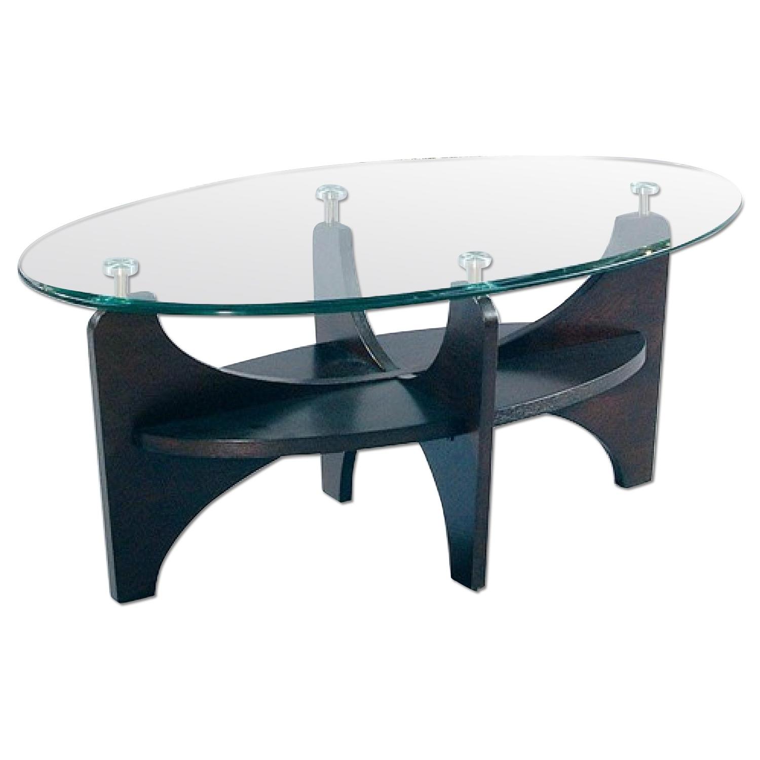 Progressive Furniture Dark Hardwood & Glass Top Coffee Table - image-0