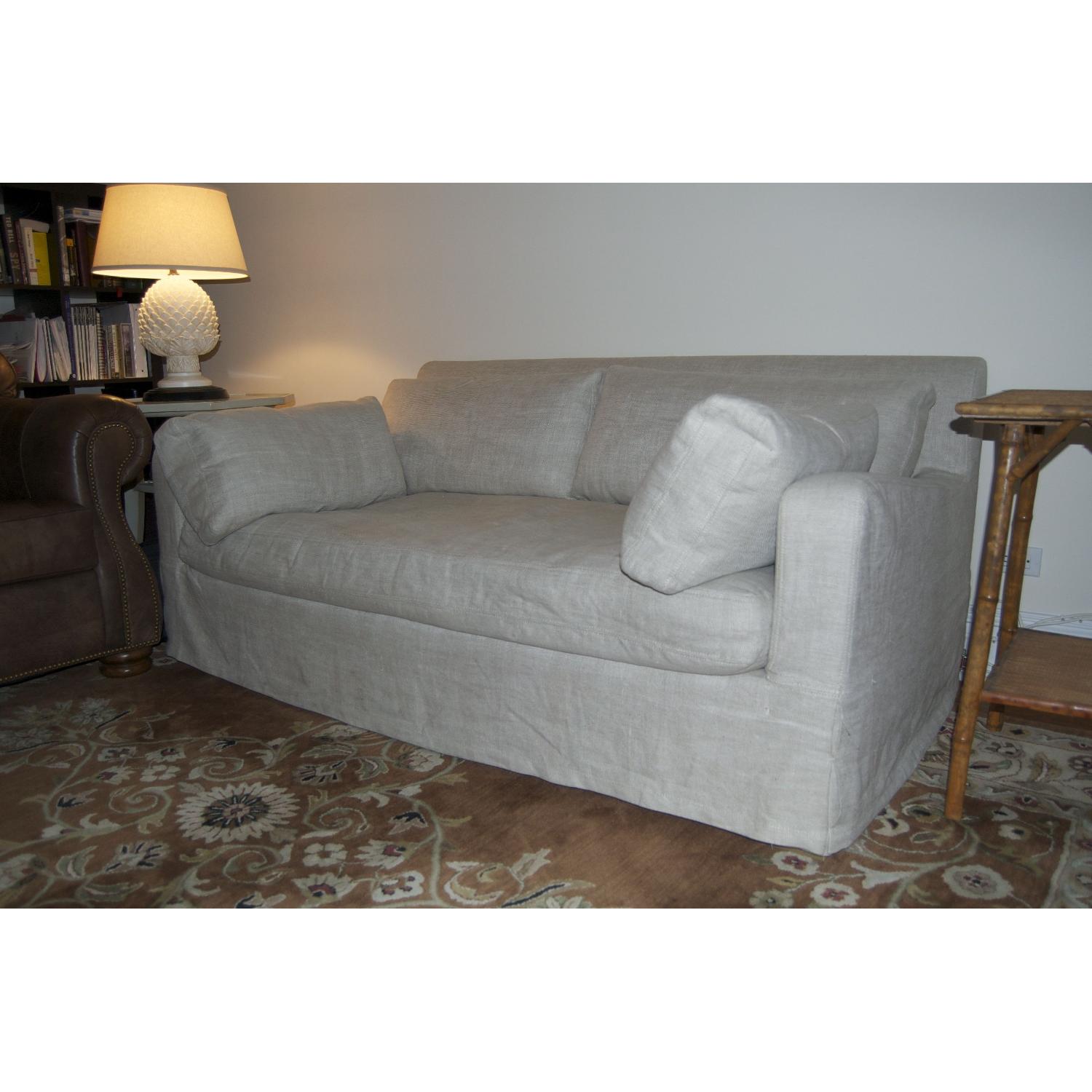 Restoration Hardware Belgian Slope Arm Slipcovered 2Seat Cushion Sofa