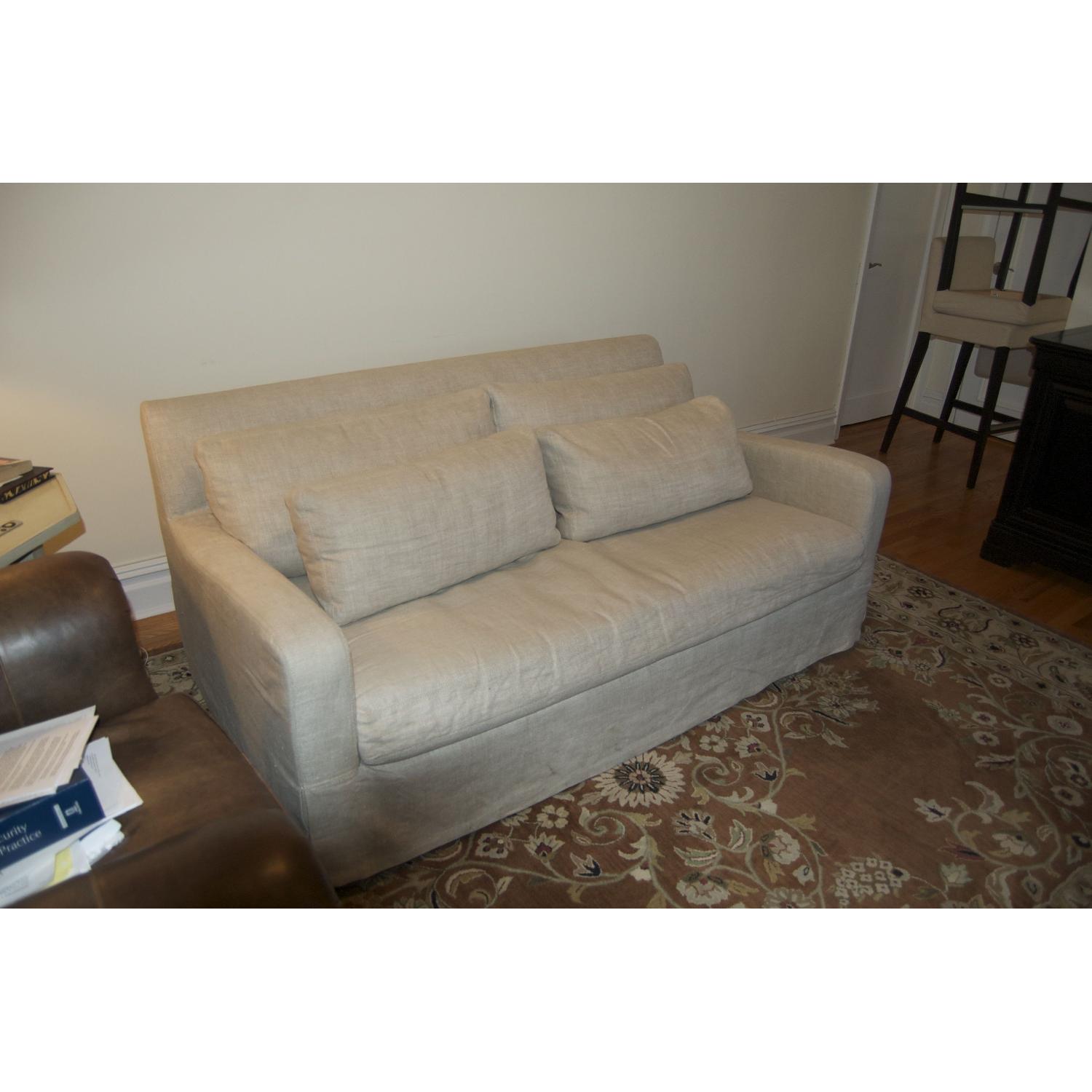 Restoration Hardware Belgian Slope Arm Slipcovered 2Seat Cushion Sofa