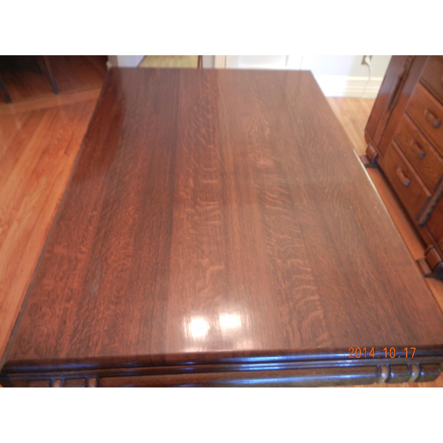 Antique Deco Tiger Oak Dining Room Set - image-1