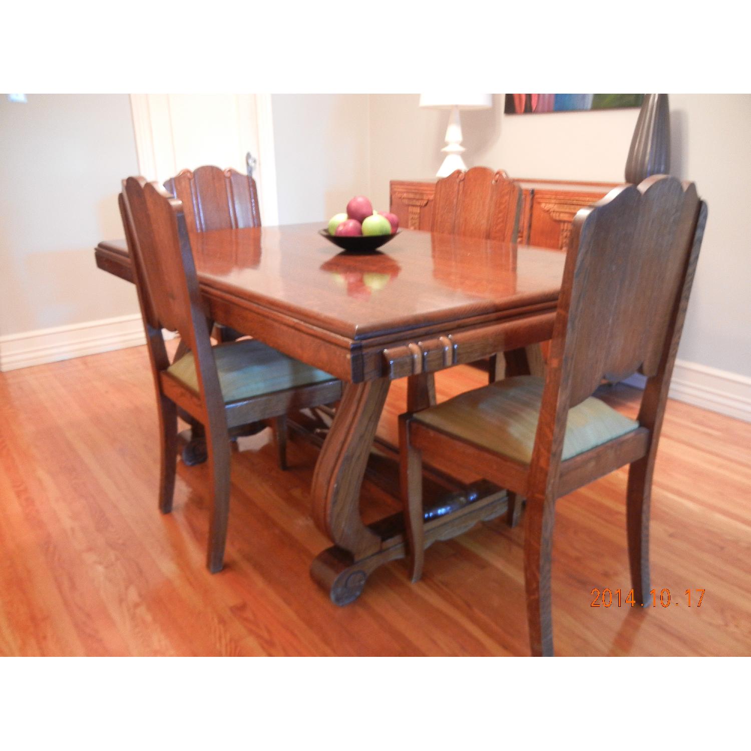 Antique Deco Tiger Oak Dining Room Set AptDeco