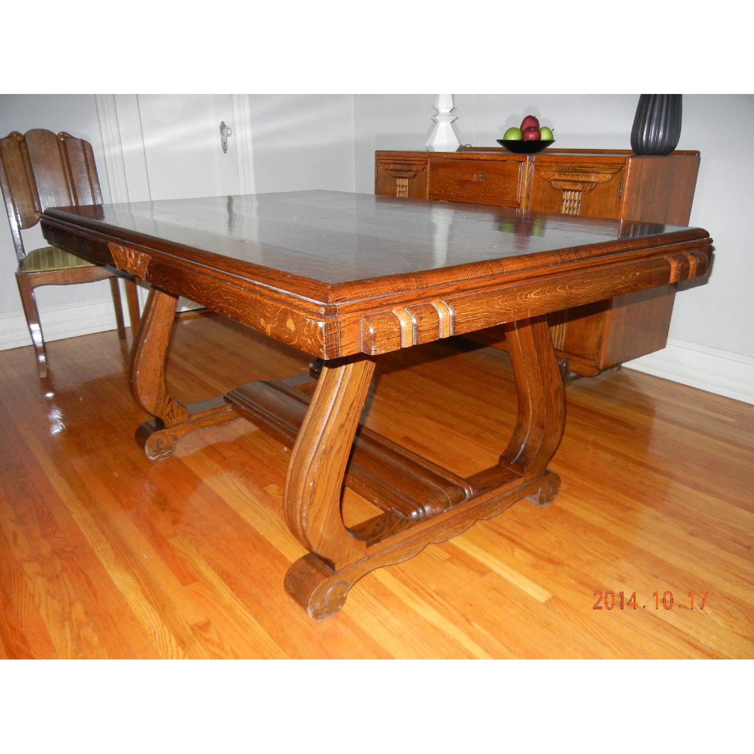Antique Deco Tiger Oak Dining Room Set AptDeco