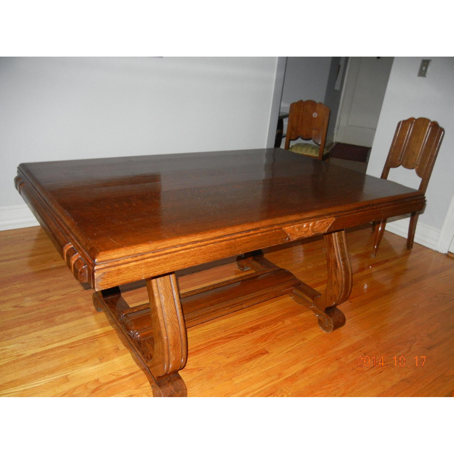 Antique Deco Tiger Oak Dining Room Set AptDeco
