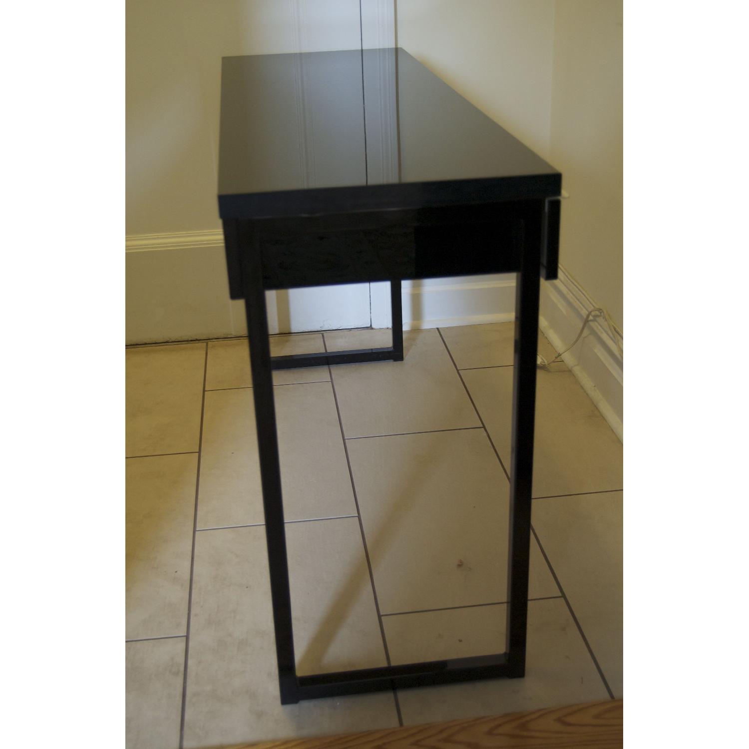 Ikea Black Lacquer Desk or Side Table with 2 Drawers - image-3