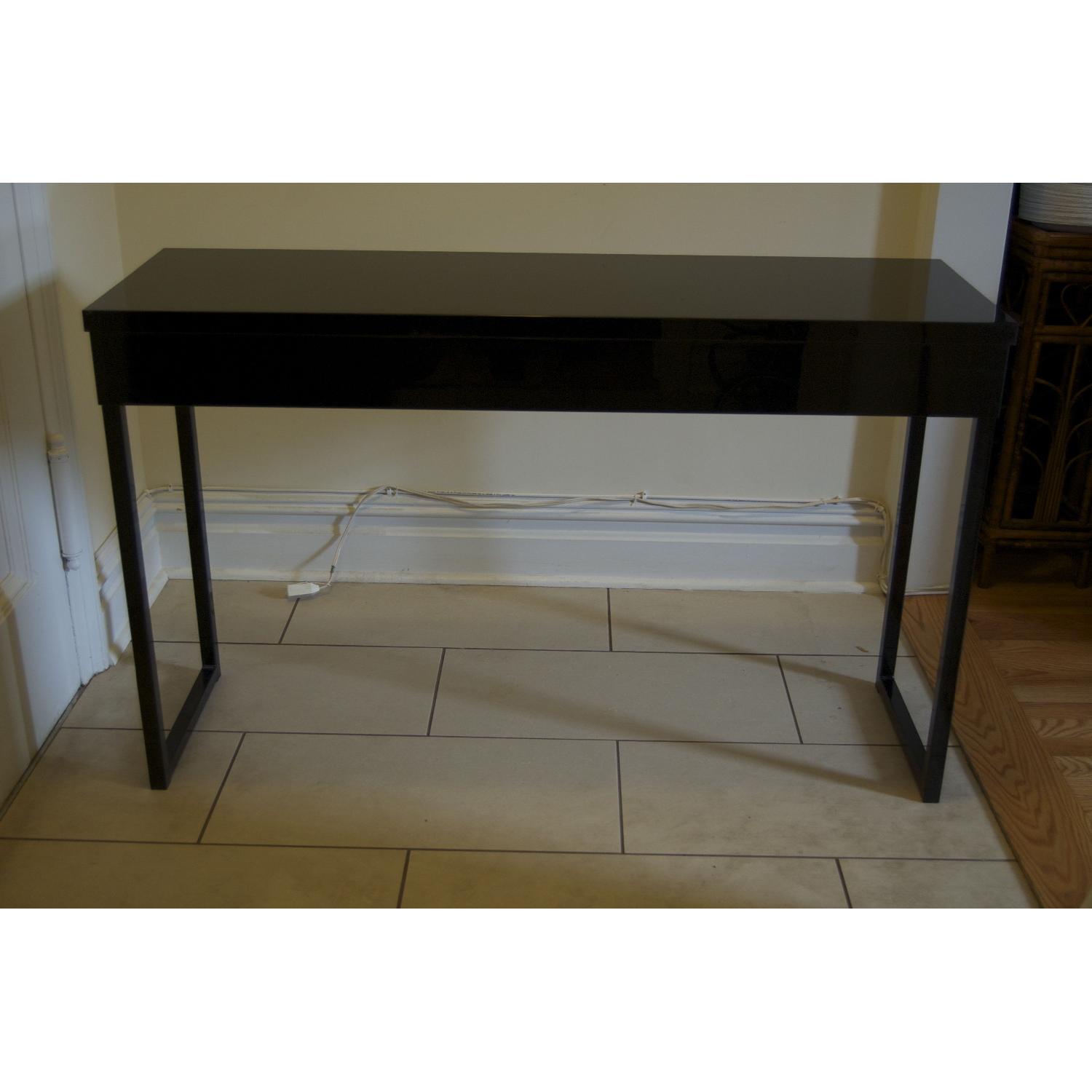 Ikea Black Lacquer Desk or Side Table with 2 Drawers - image-4