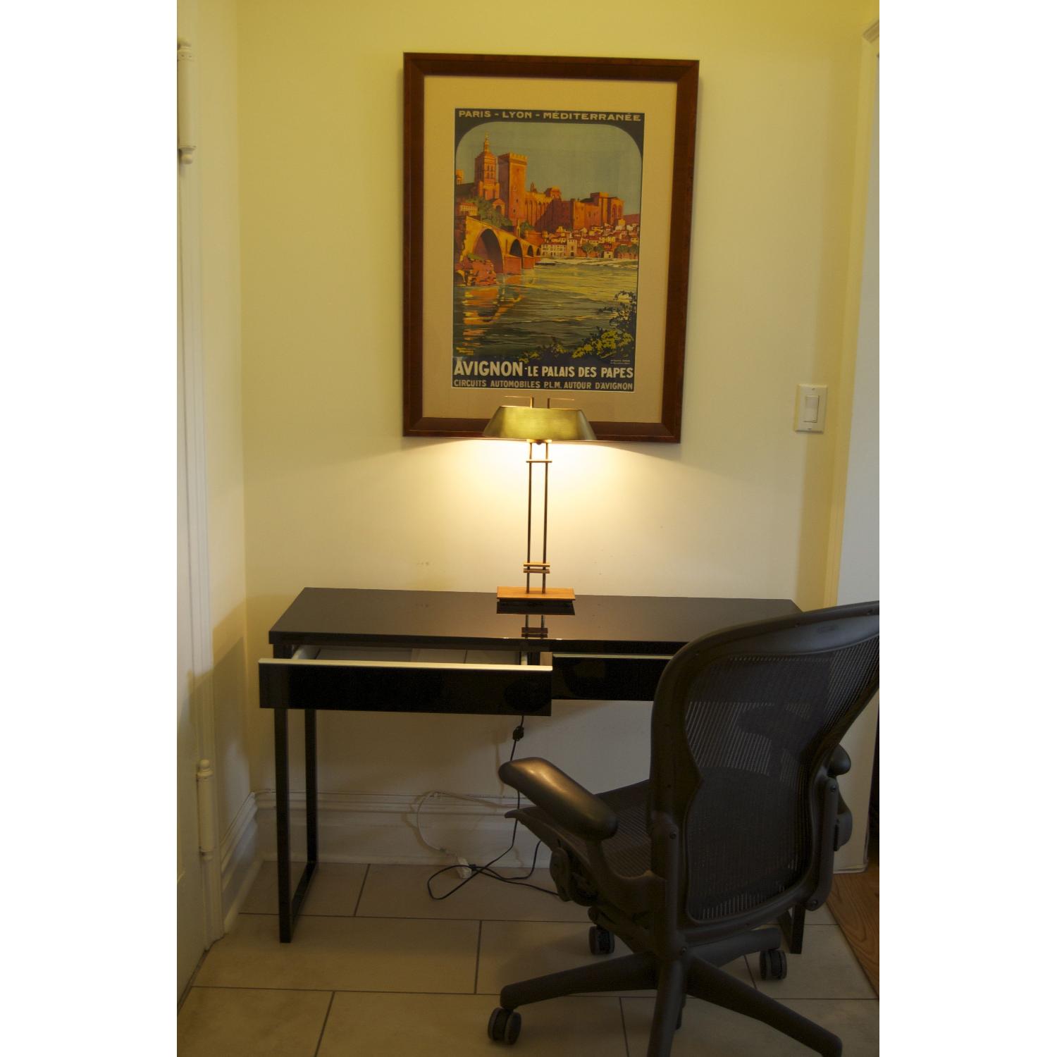 Ikea Black Lacquer Desk or Side Table with 2 Drawers - image-5