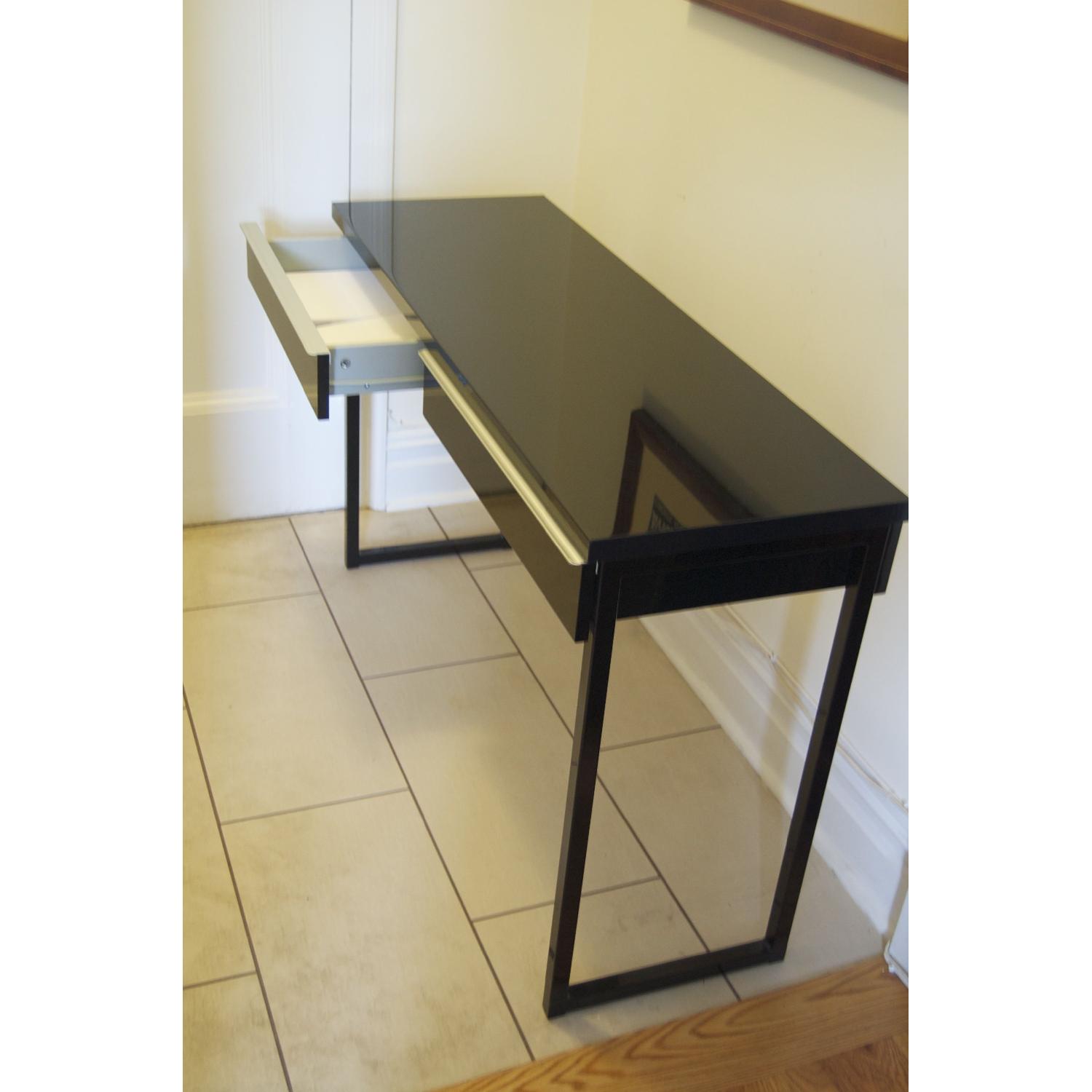 Ikea Black Lacquer Desk or Side Table with 2 Drawers - image-6