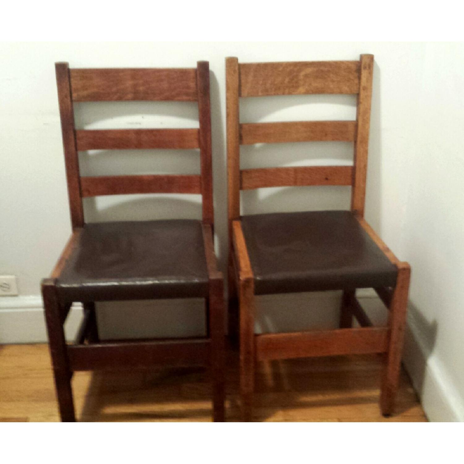 L. & J.G Stickley Oak Ladderback Chairs - Set of 4 - image-2