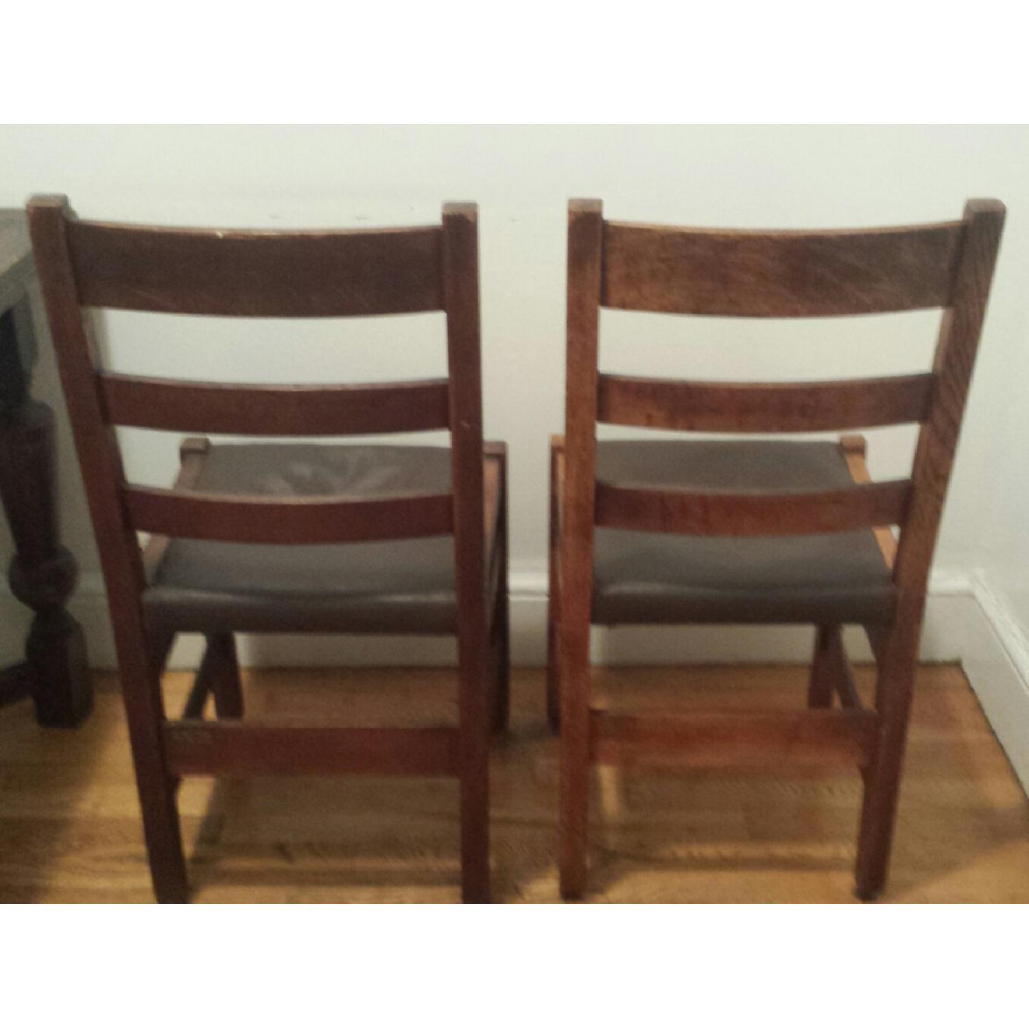 L. & J.G Stickley Oak Ladderback Chairs - Set of 4 - image-3