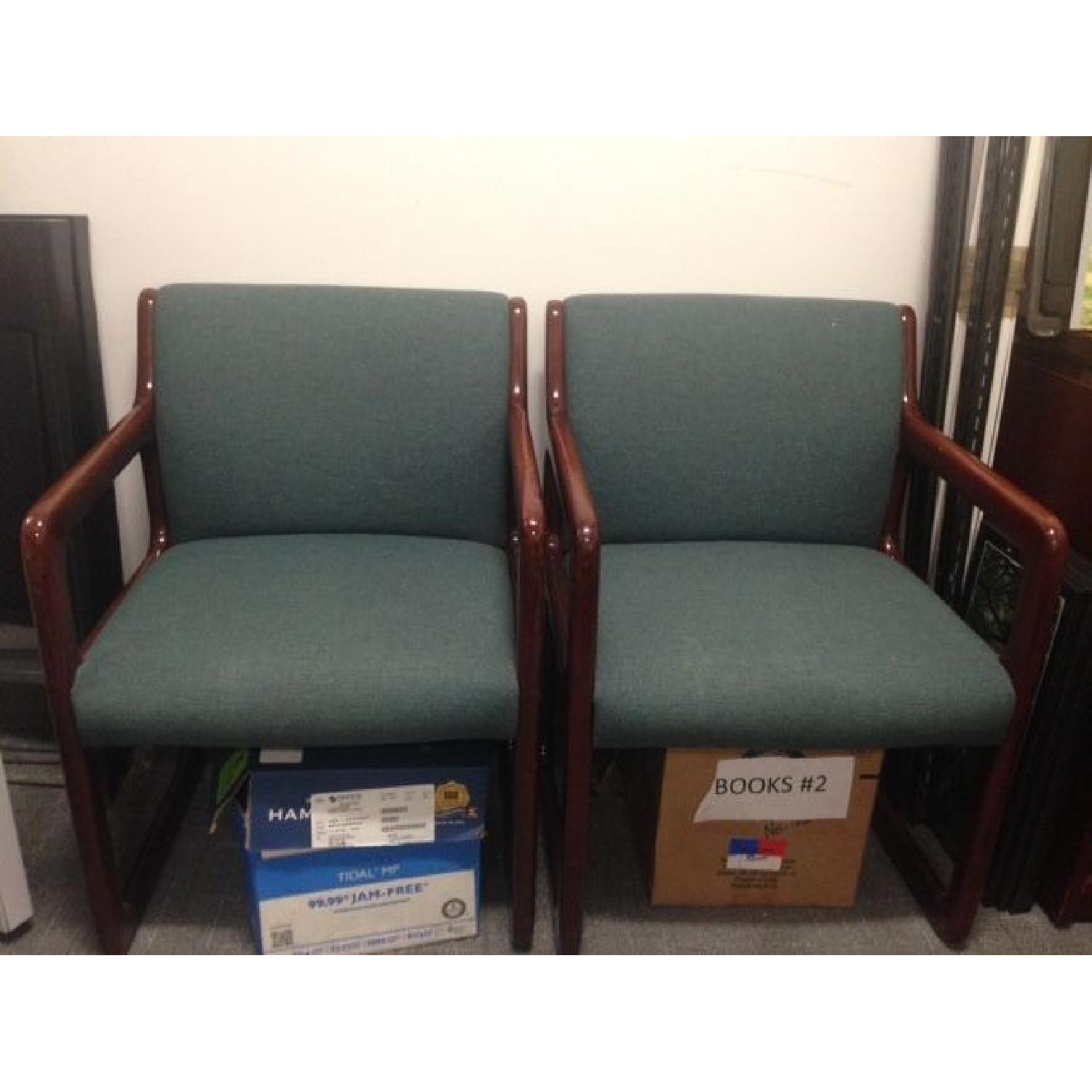 Brazilian Cherry Wood Conference Table w/ 2 Chairs + 2 Cabinets - image-1