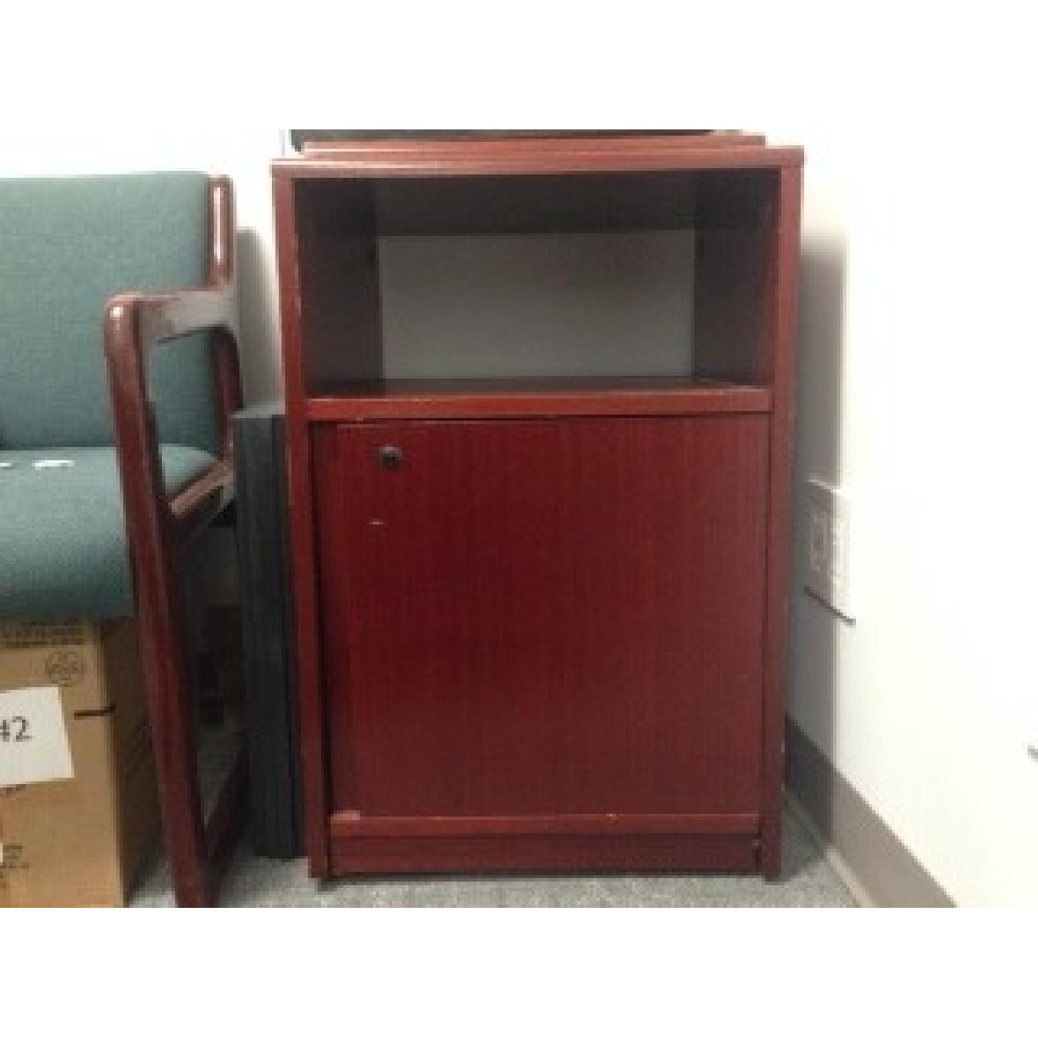 Brazilian Cherry Wood Conference Table w/ 2 Chairs + 2 Cabinets - image-6