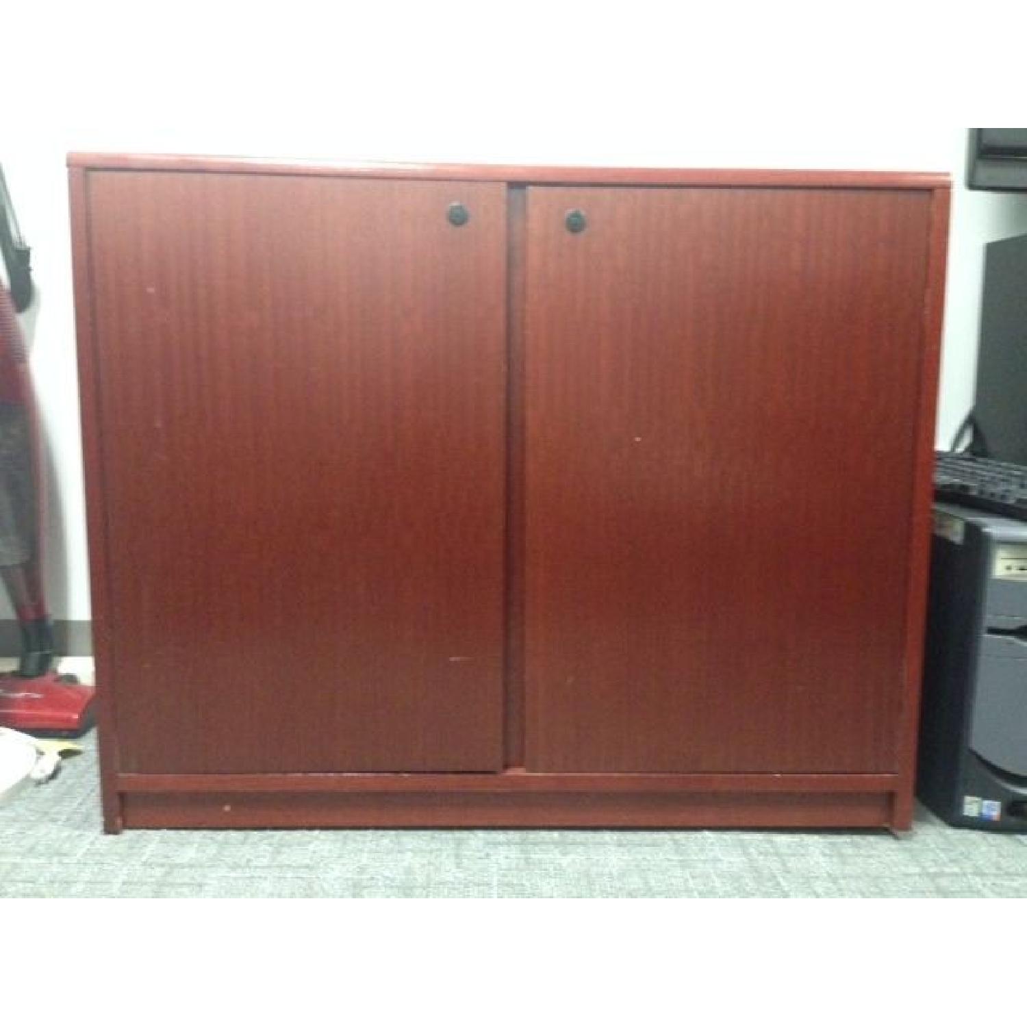 Brazilian Cherry Wood Conference Table w/ 2 Chairs + 2 Cabinets - image-7