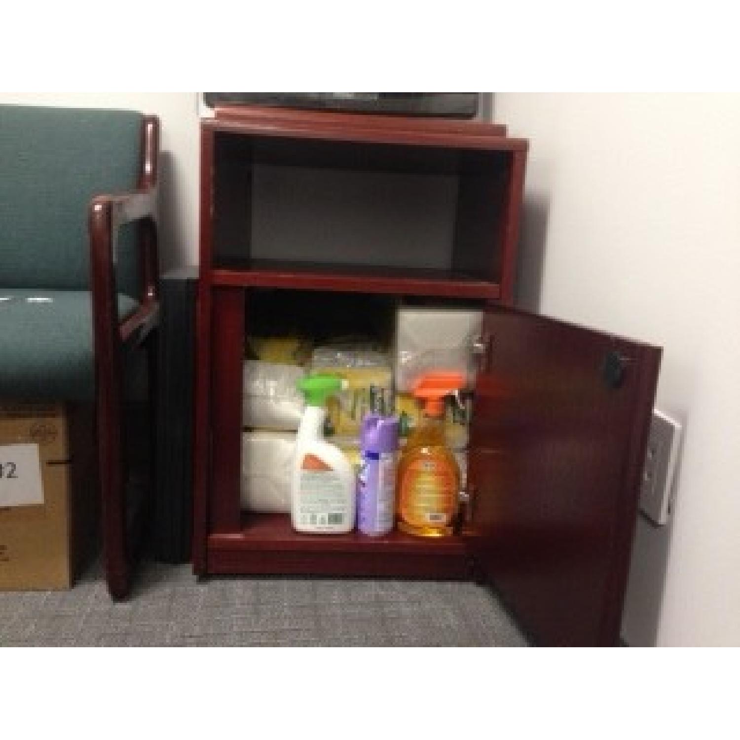 Brazilian Cherry Wood Conference Table w/ 2 Chairs + 2 Cabinets - image-10