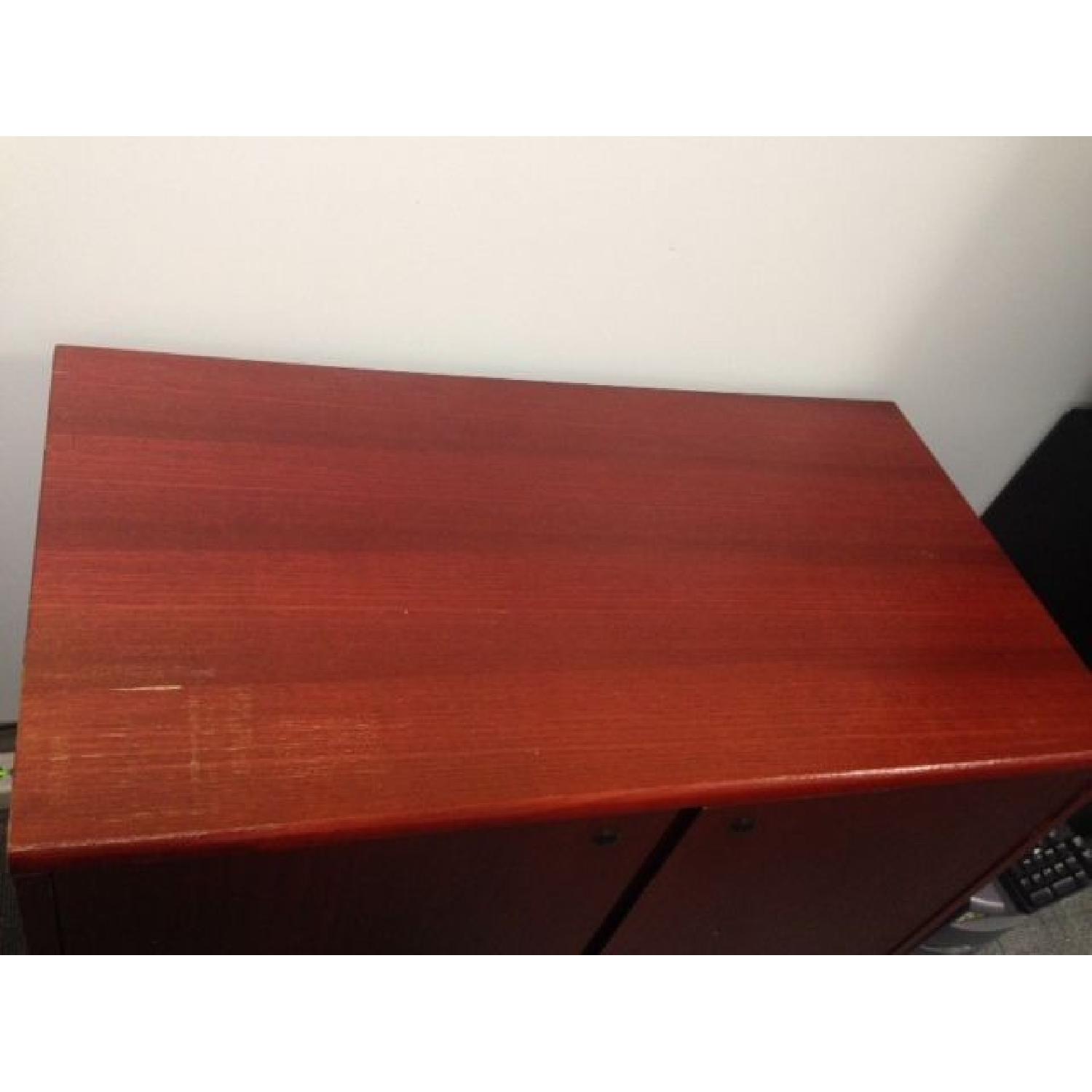 Brazilian Cherry Wood Conference Table w/ 2 Chairs + 2 Cabinets - image-11