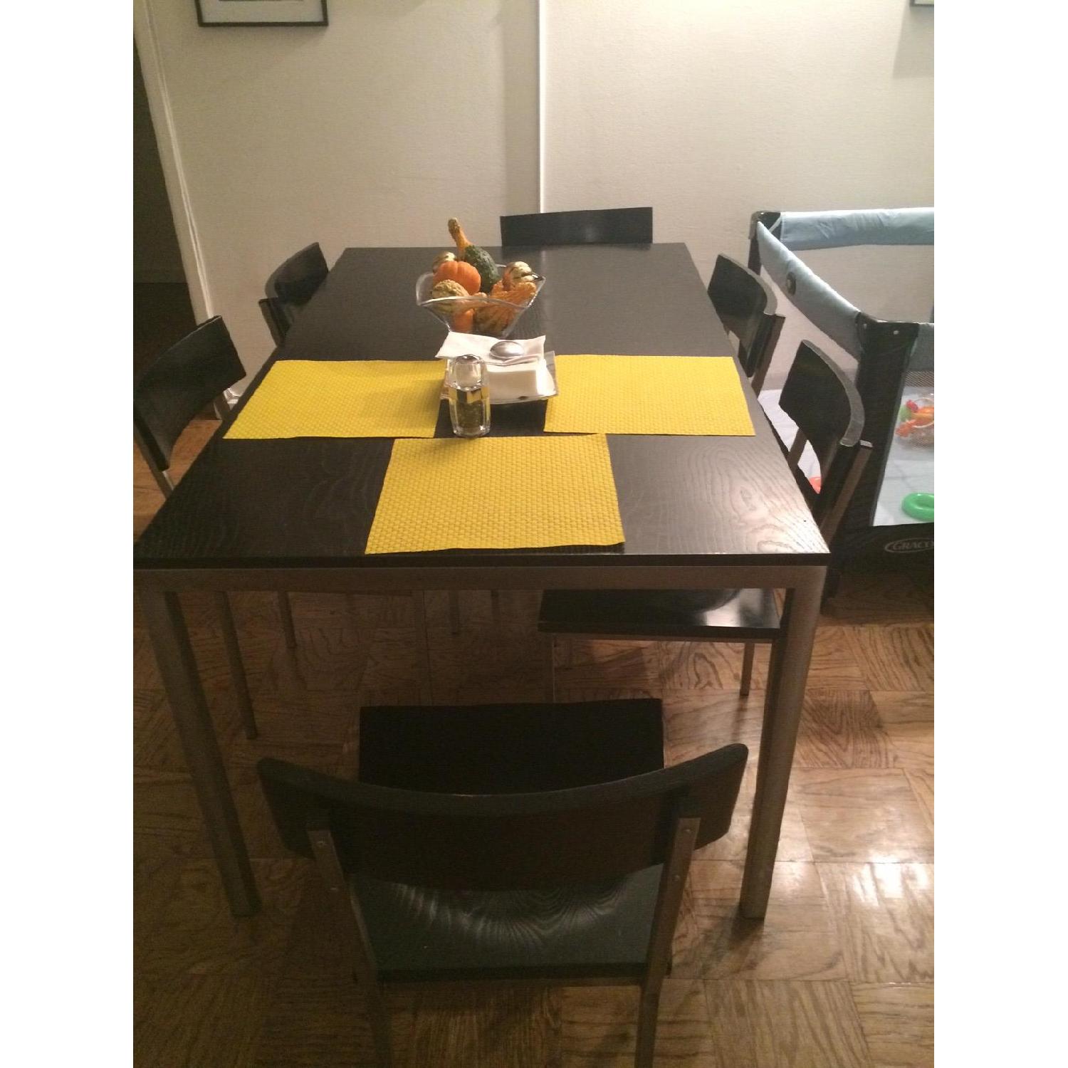 Basics Furniture Black Rectangular Dining Table w/ 6 Chairs - image-1