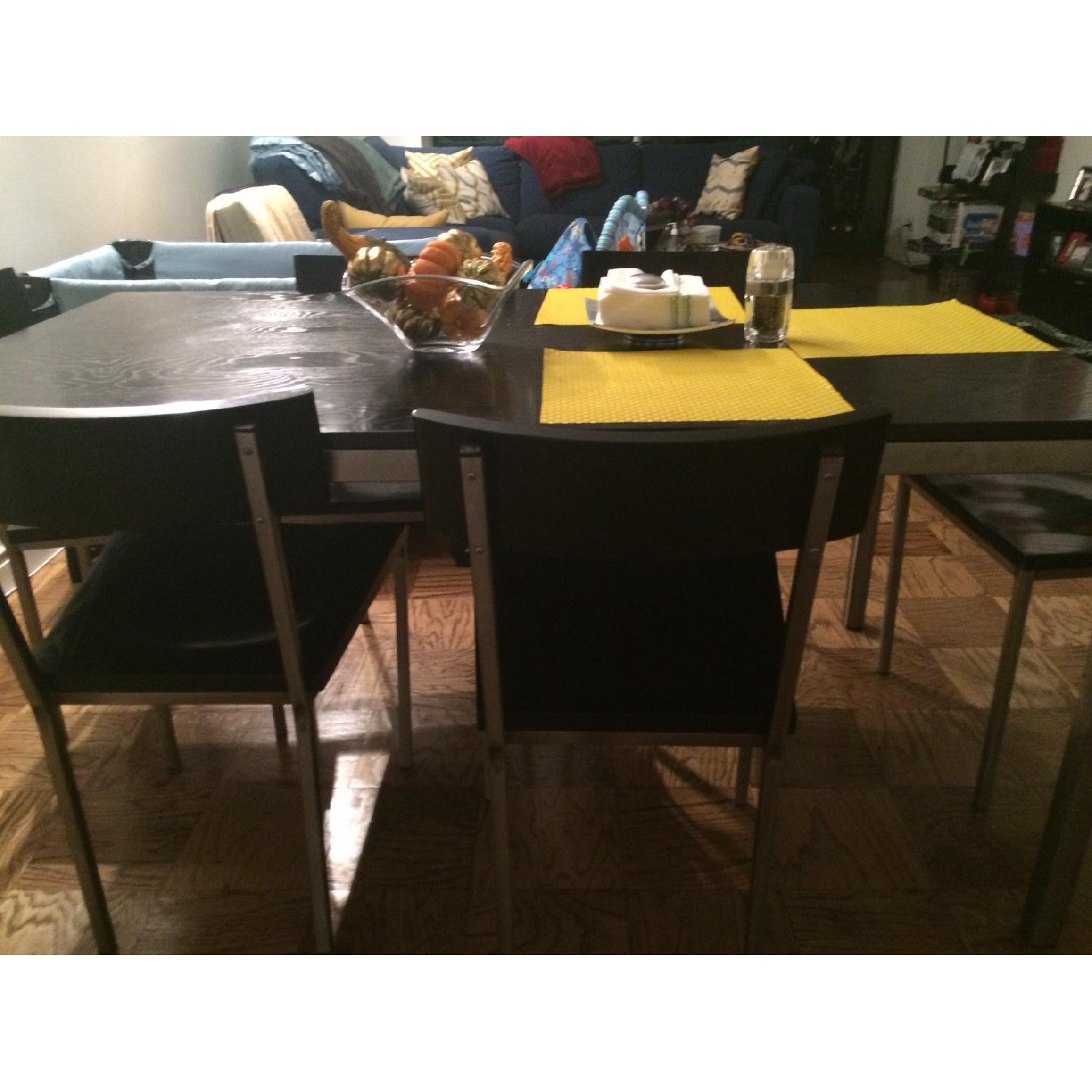 Basics Furniture Black Rectangular Dining Table w/ 6 Chairs - image-2