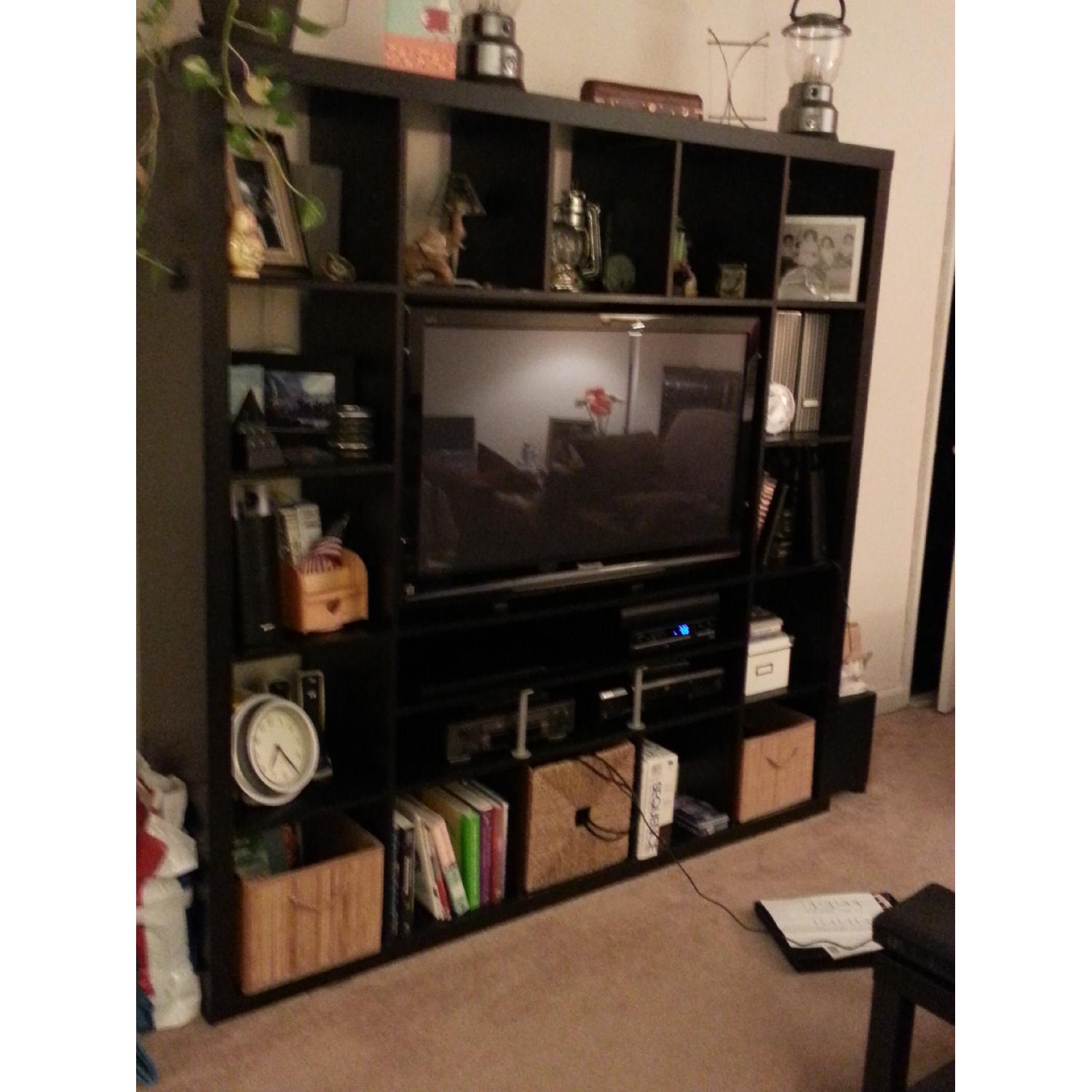 Ikea TV Entertainment Center with Cubbies Black/Brown - image-1