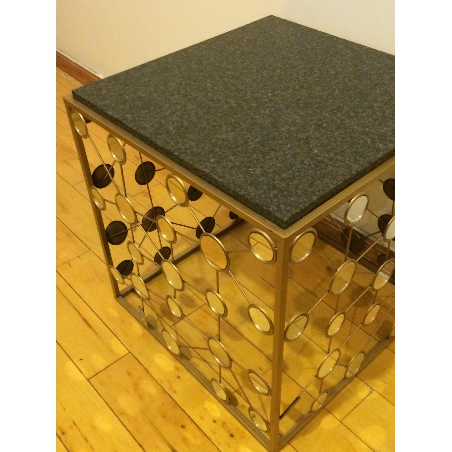 Mirrored Coffee Tables w/ Marble Top - Set of 2 - image-2