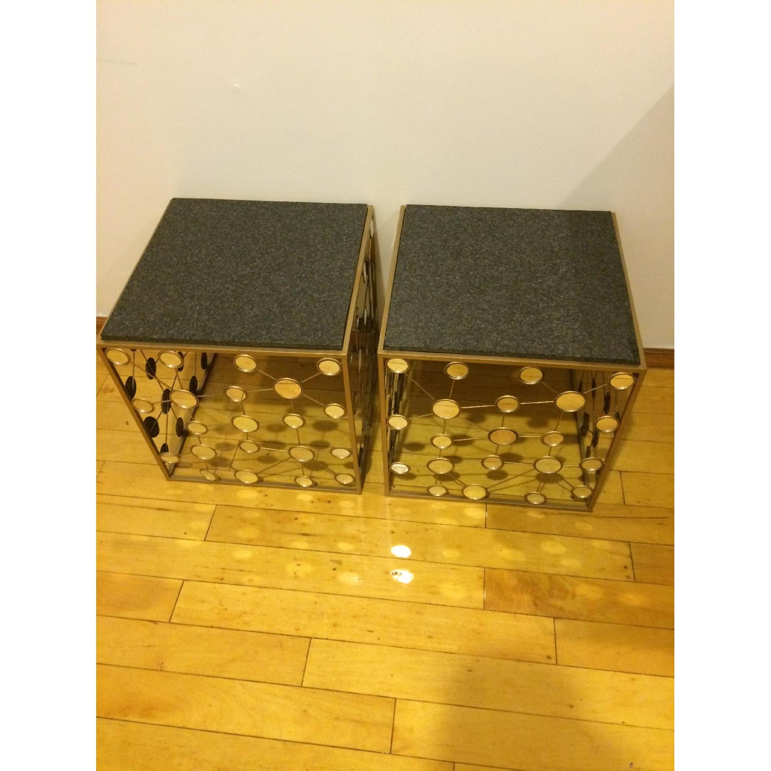 Mirrored Coffee Tables w/ Marble Top - Set of 2 - image-3