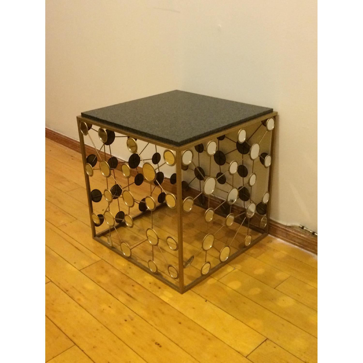 Mirrored Coffee Tables w/ Marble Top - Set of 2 - image-4