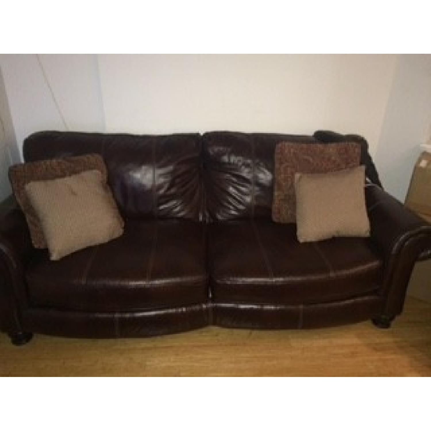 Faux Leather Couch - image-1