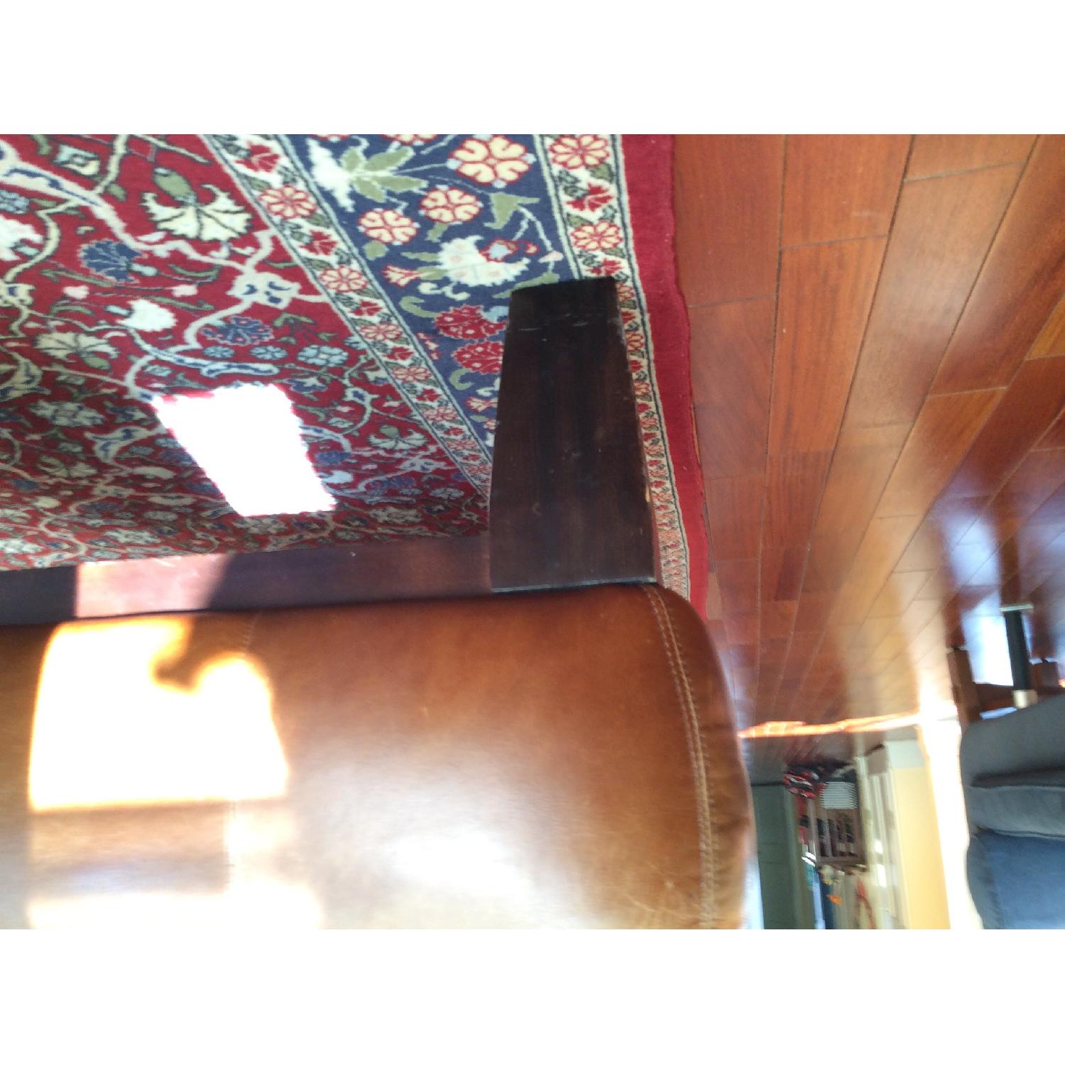 Pottery Barn Leather Tufted Ottoman - image-1