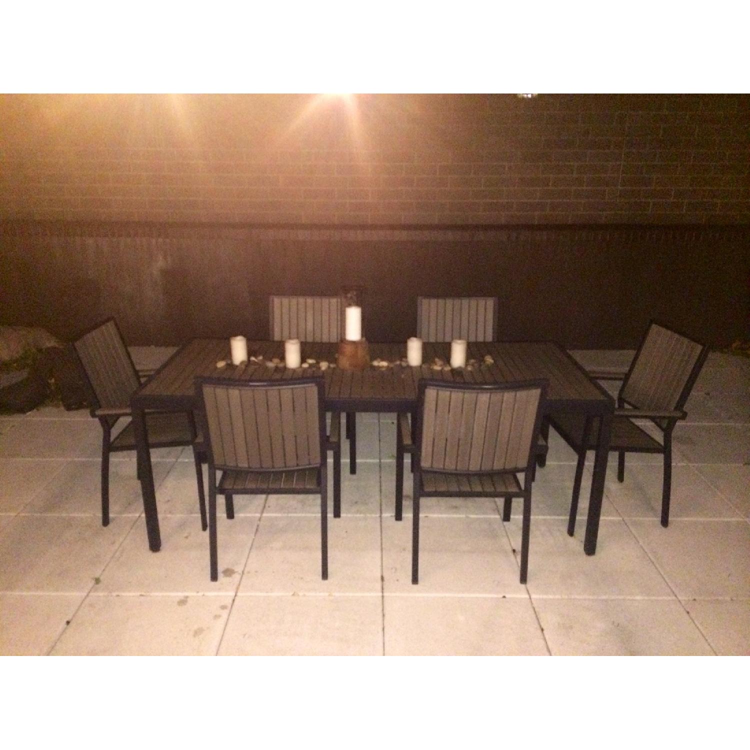Crate & Barrel 9 Piece Alfresco Grey Outdoor Dining Set - image-4