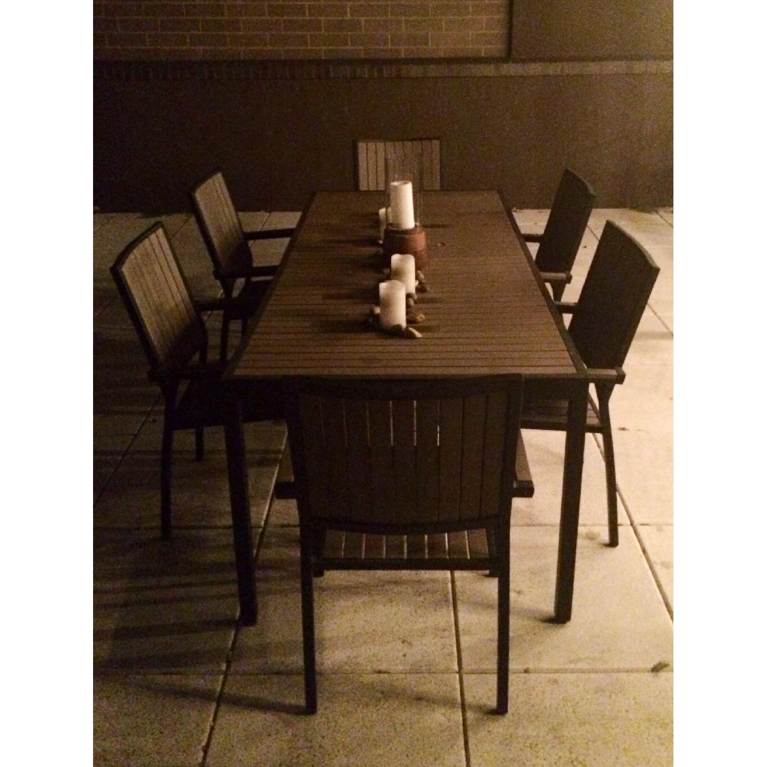 Crate & Barrel 9 Piece Alfresco Grey Outdoor Dining Set - image-5