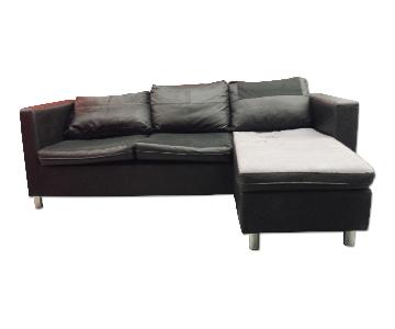 Raymour & Flanigan Black Couch with Ottamon