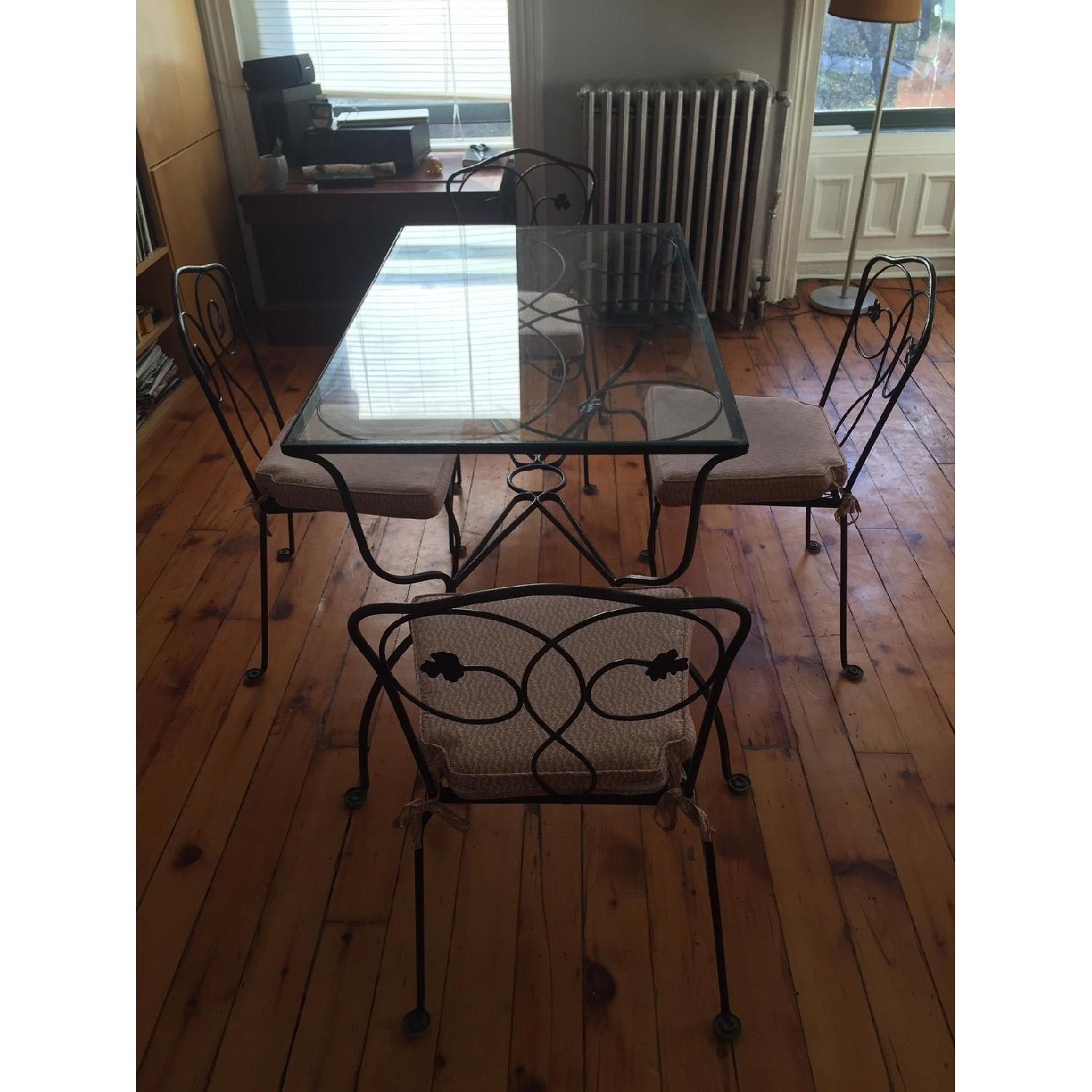 Painted Iron and Glass Dining Table w/ 4 Chairs - image-2