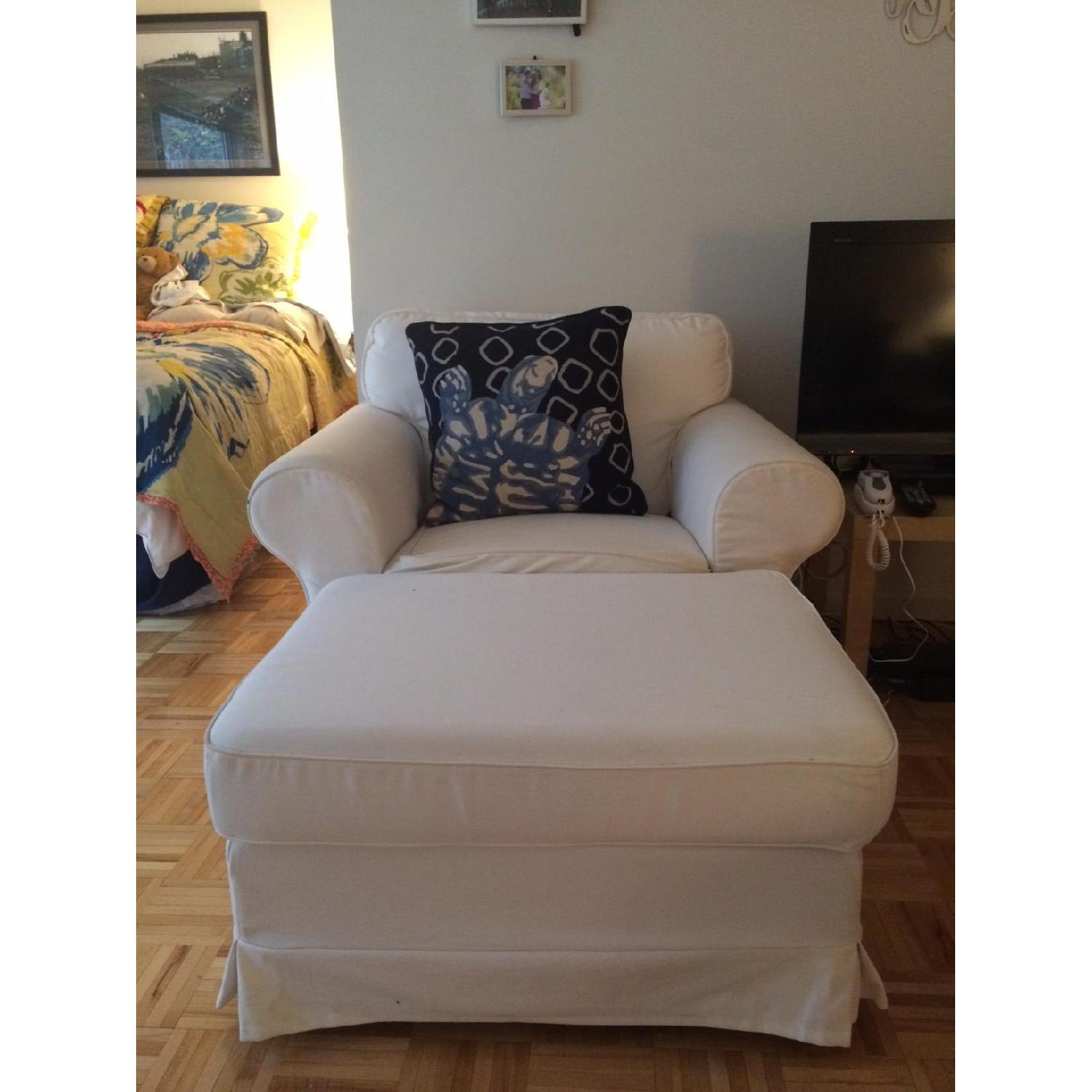 Ikea Upholstered Chair and Ottoman AptDeco